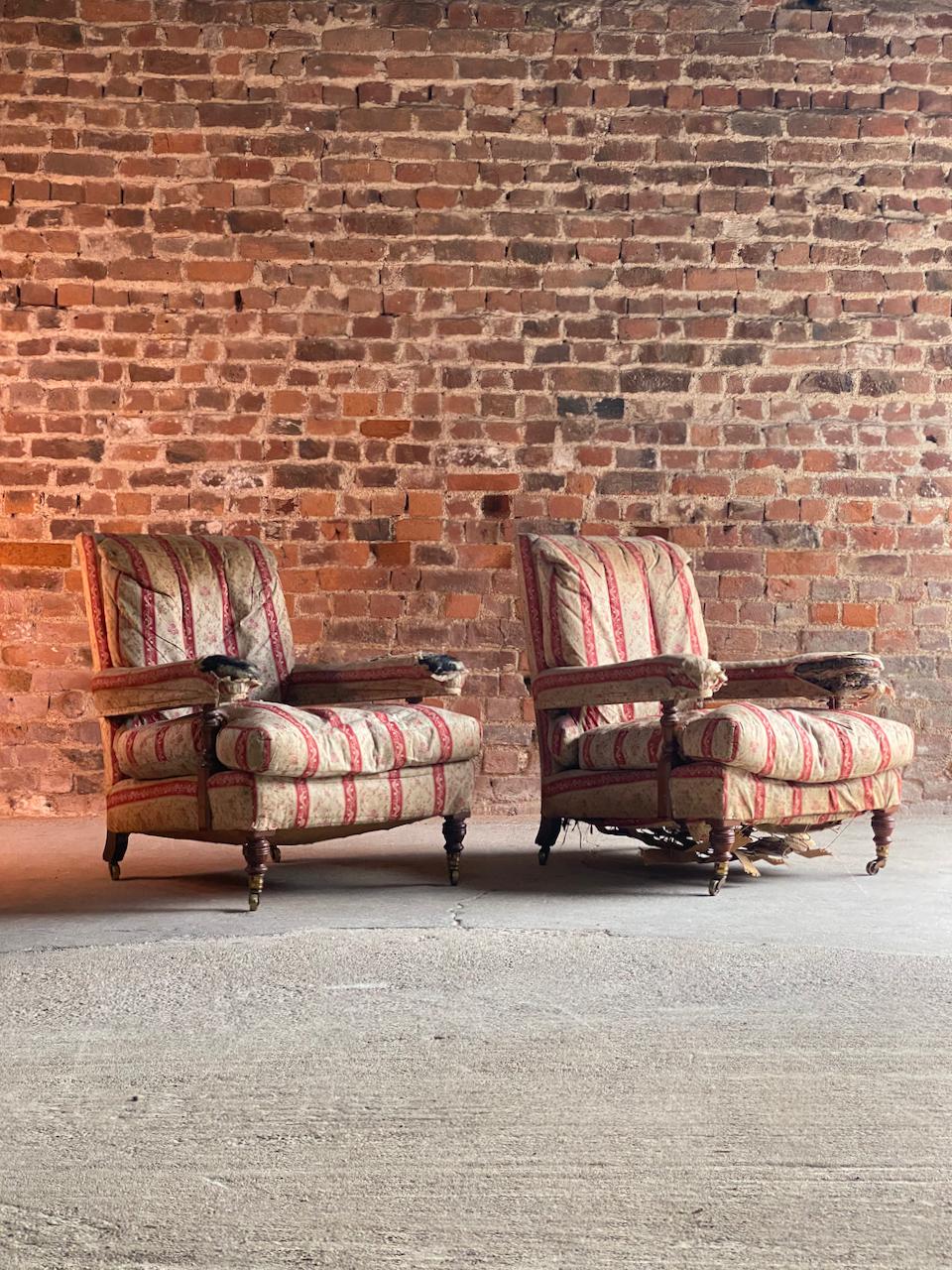 Magnificent pair of Howard and Sons open armchairs 19th century England circa 1850

A magnificent pair of rare 19th century English Country House Howard and Sons ‘Open Arm’ mahogany armchairs dating to England circa 1850, these elegant and