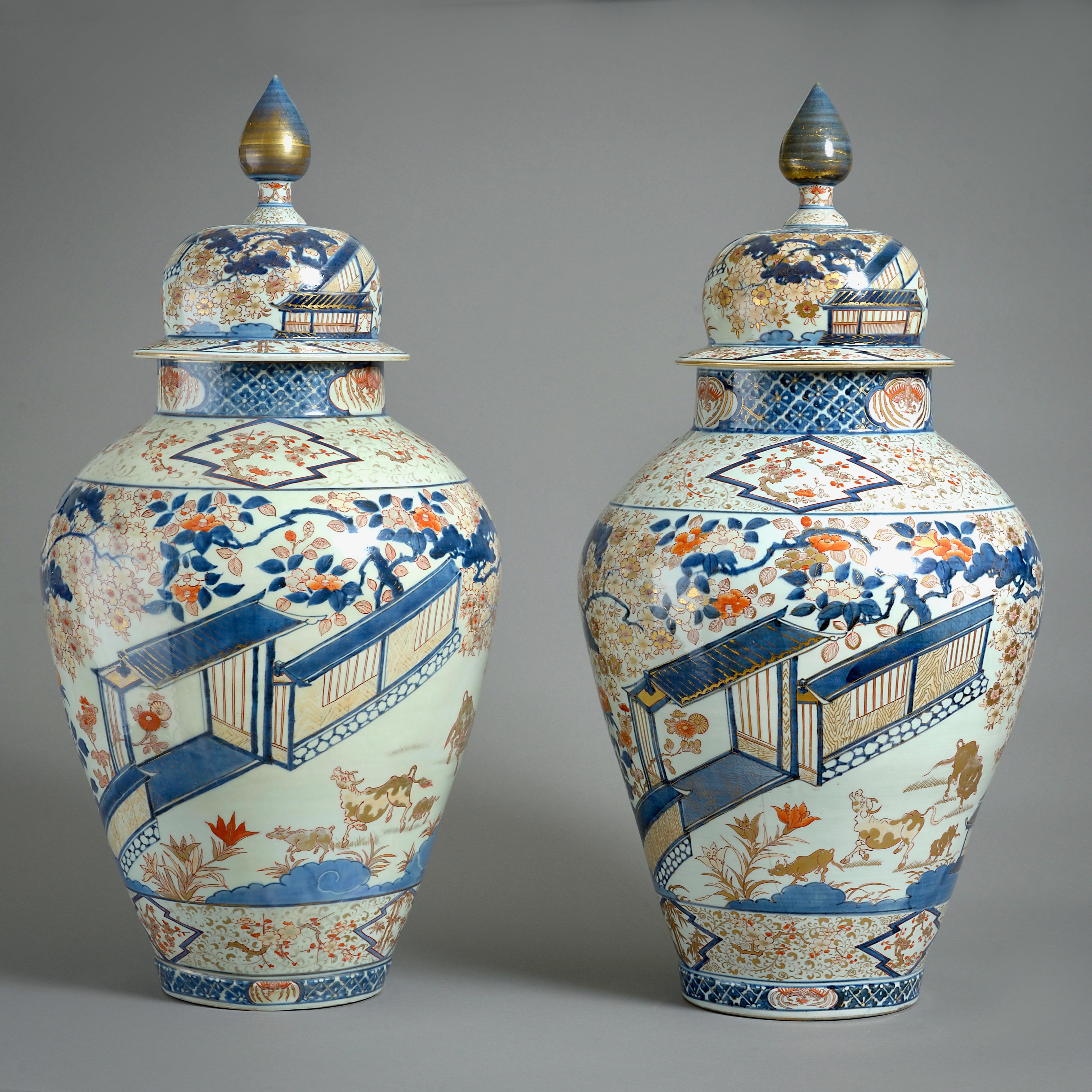 Céramique Magnifique paire de vases japonais Imari en vente