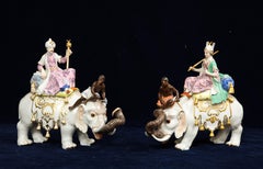 Magnificent Pair of Meissen Porcelain Persian Sultan & Sultana Riding Elephants