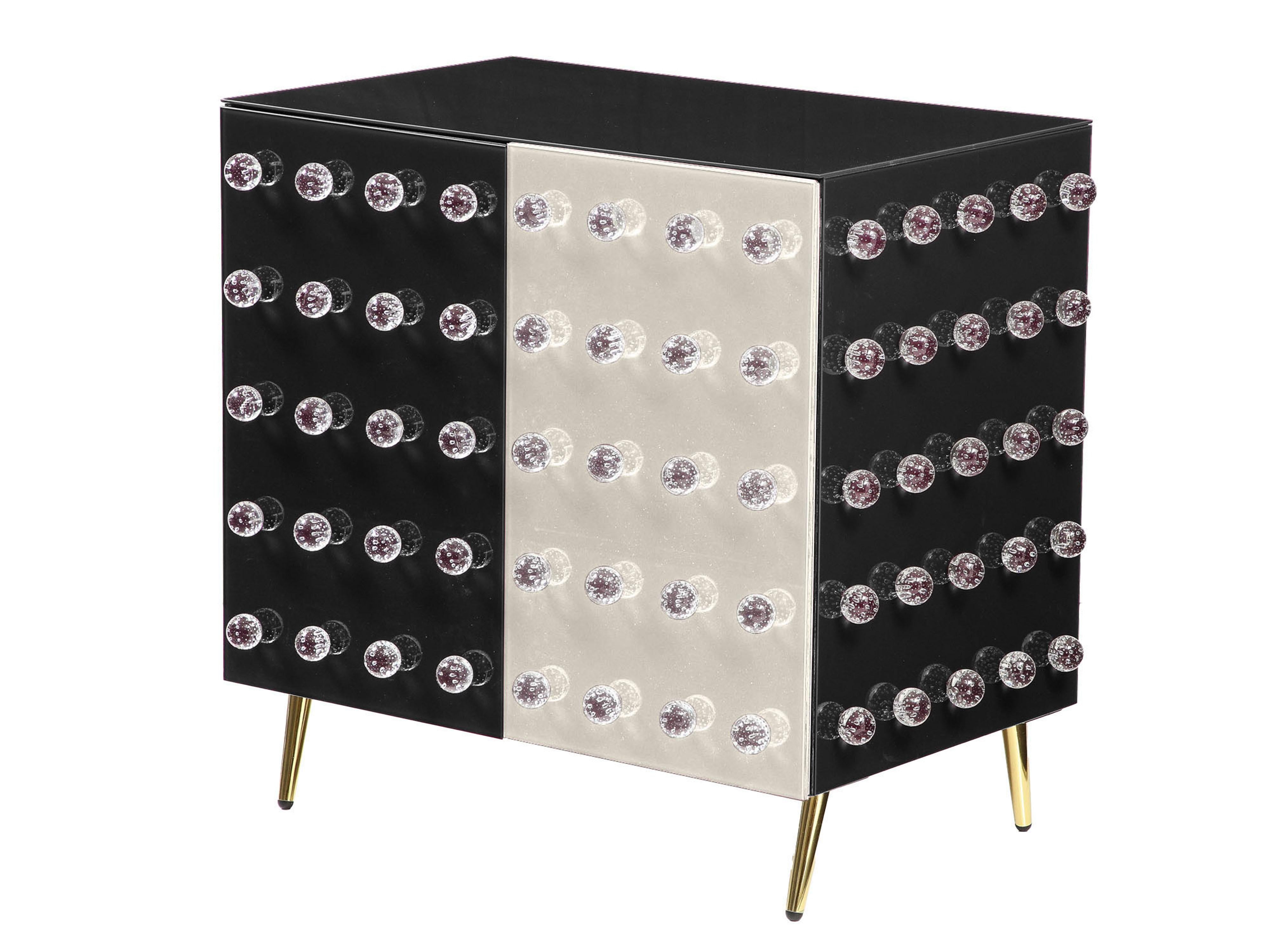 Mid-Century Modern Magnifique paire d'armoires en verre de Murano Noir Blanc Disponible Justfurnituress  en vente