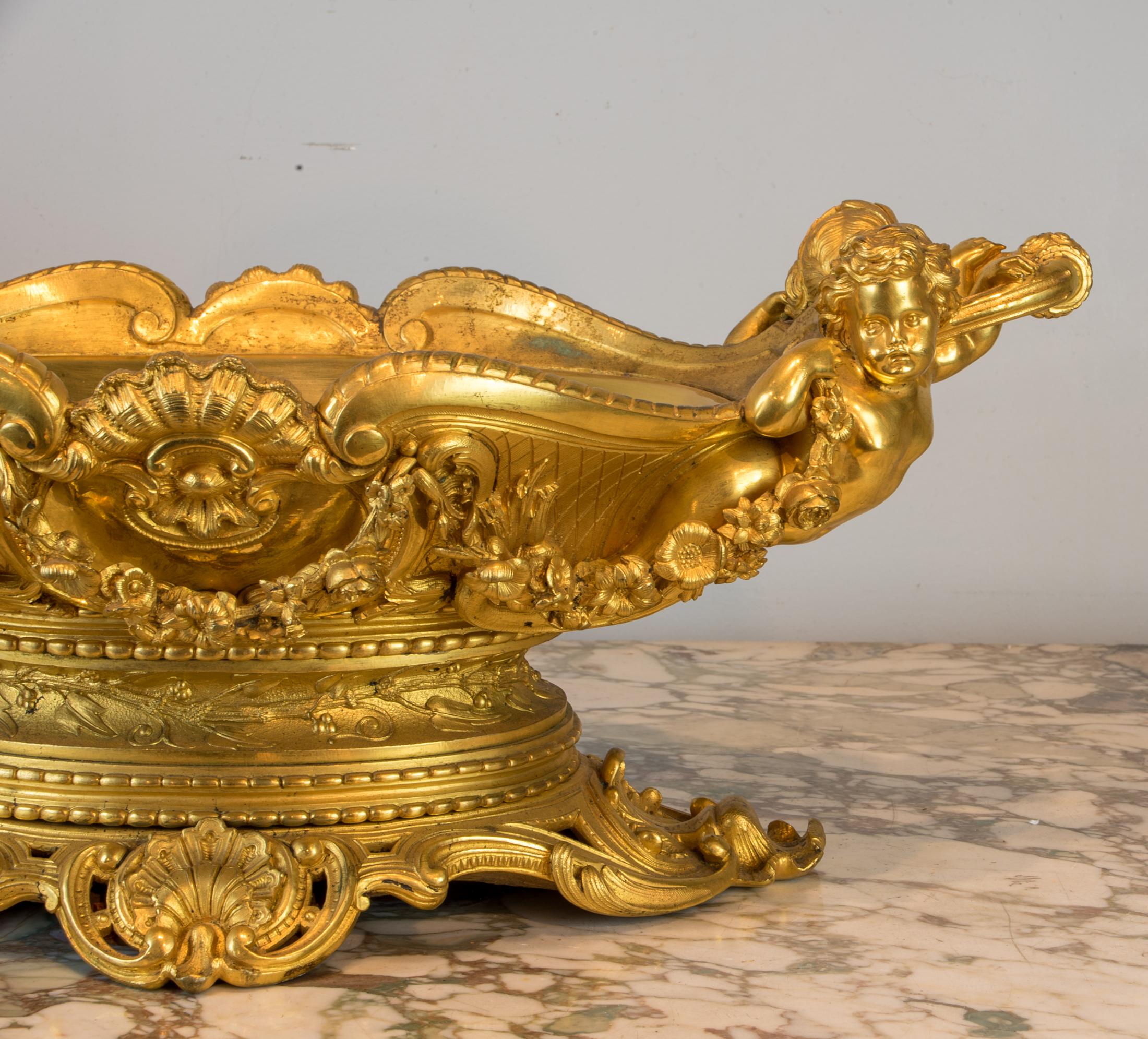 19th Century Magnificent Pair of Napoleon III Ormolu Jardinieres For Sale