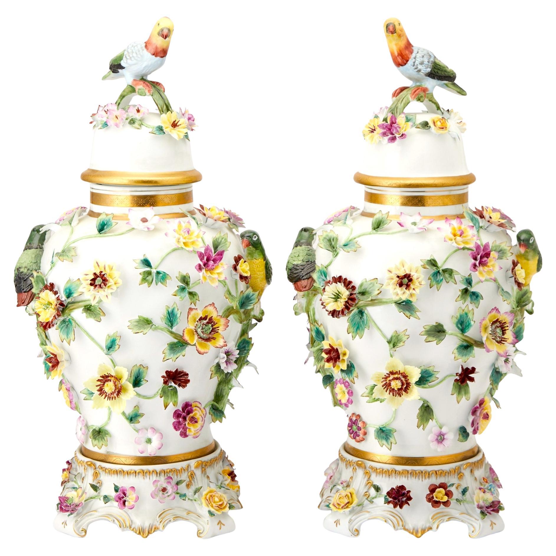 Magnificent Pair of Napoleon III Period Porcelain Covered Vases/ 19th Century.