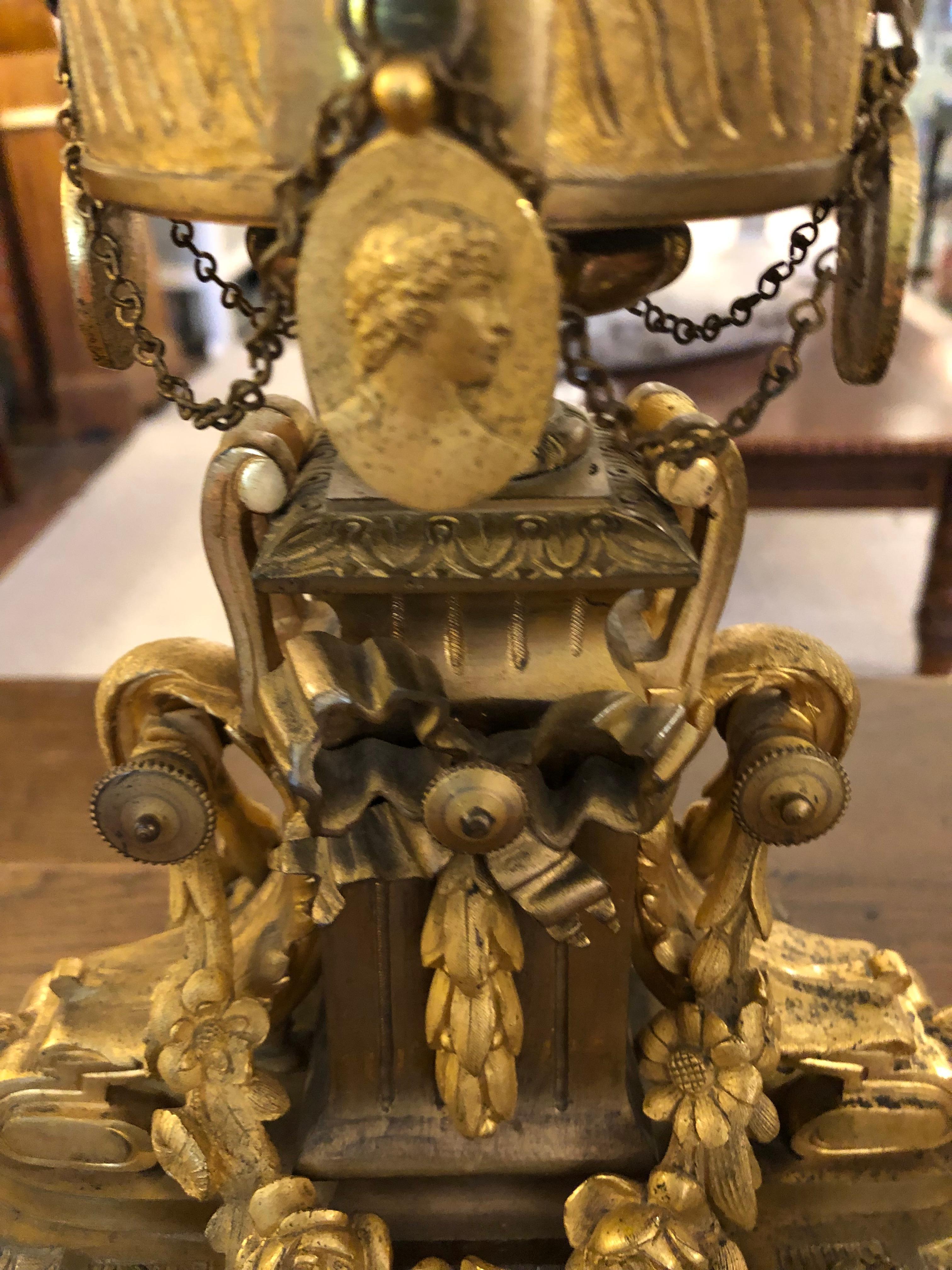 Magnificent Pair of Neoclassical Cast & Gilt Bronze Relief Ornate Candleabras In Good Condition For Sale In Hopewell, NJ