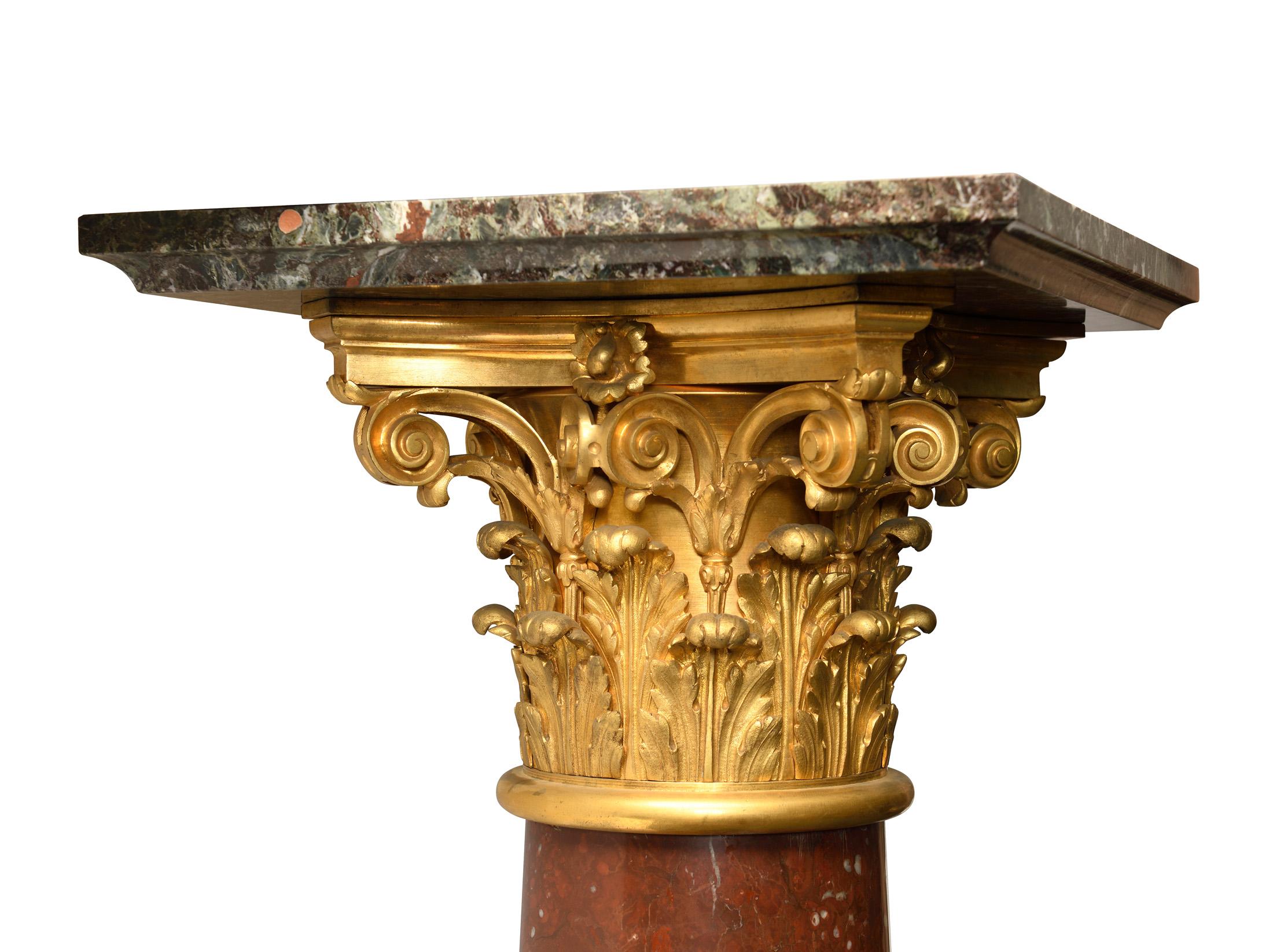 A very big fine quality pair of pedestal three color marble and bronze louis XVI style 
sign by Millet a Paris.