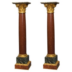 Magnificent Pair of Pedestal Marble and Bronze