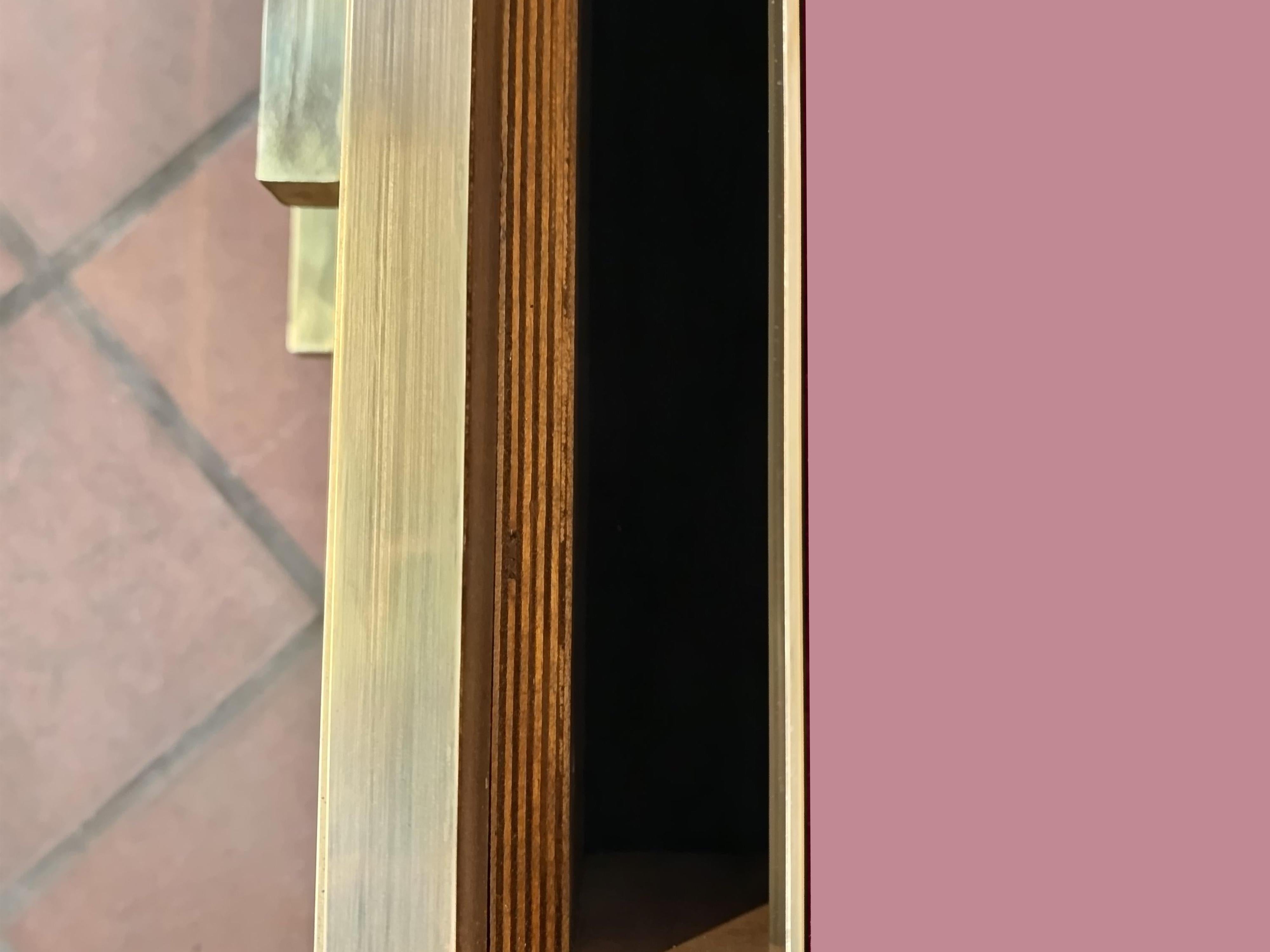 Beveled Magnificent Pair of Pink Bedside Tables in Solid Birch Wood and Brass, 1950s Avb For Sale