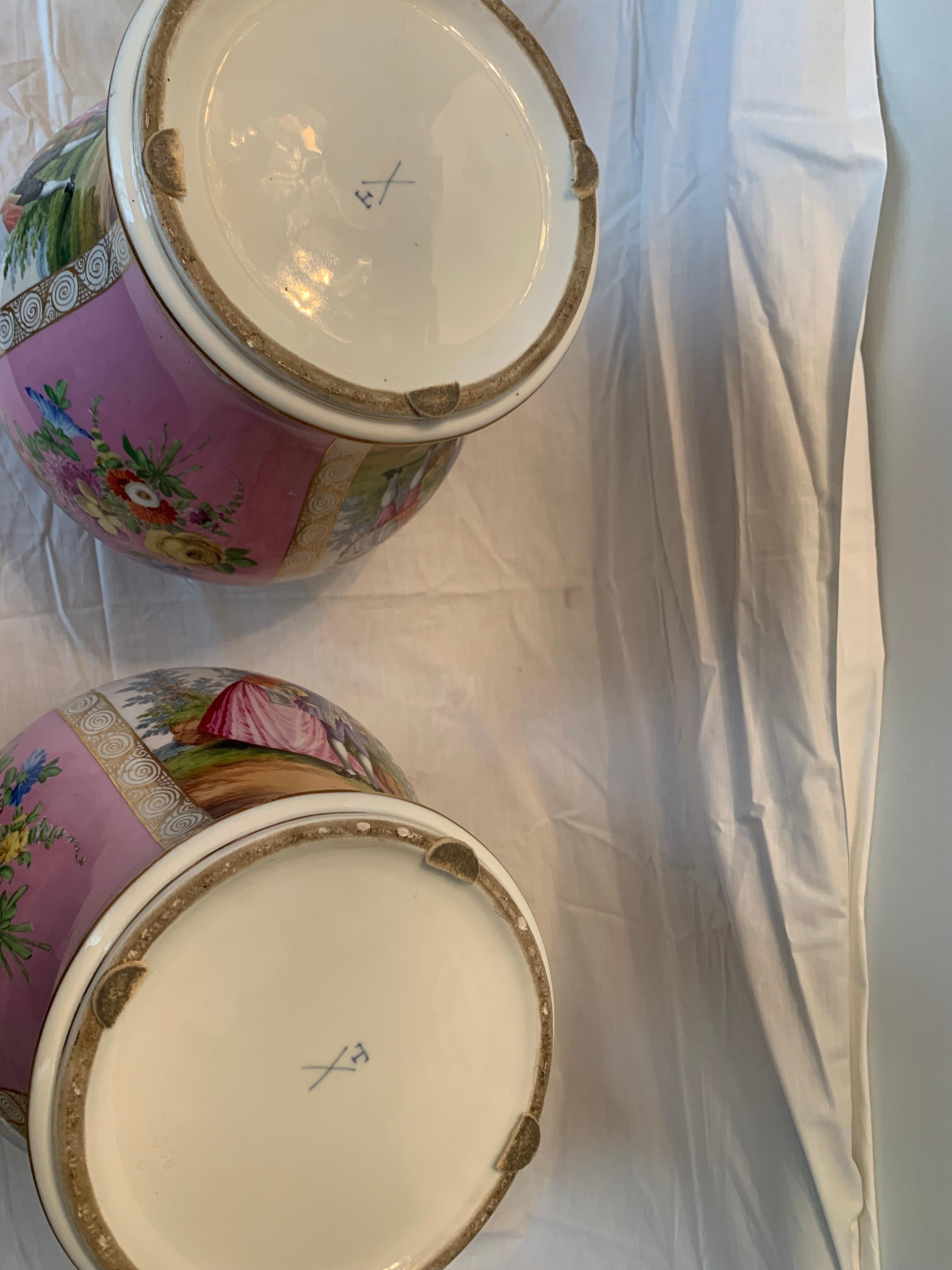 Magnificent pair of pink vases BERLIN porcelain  For Sale 3