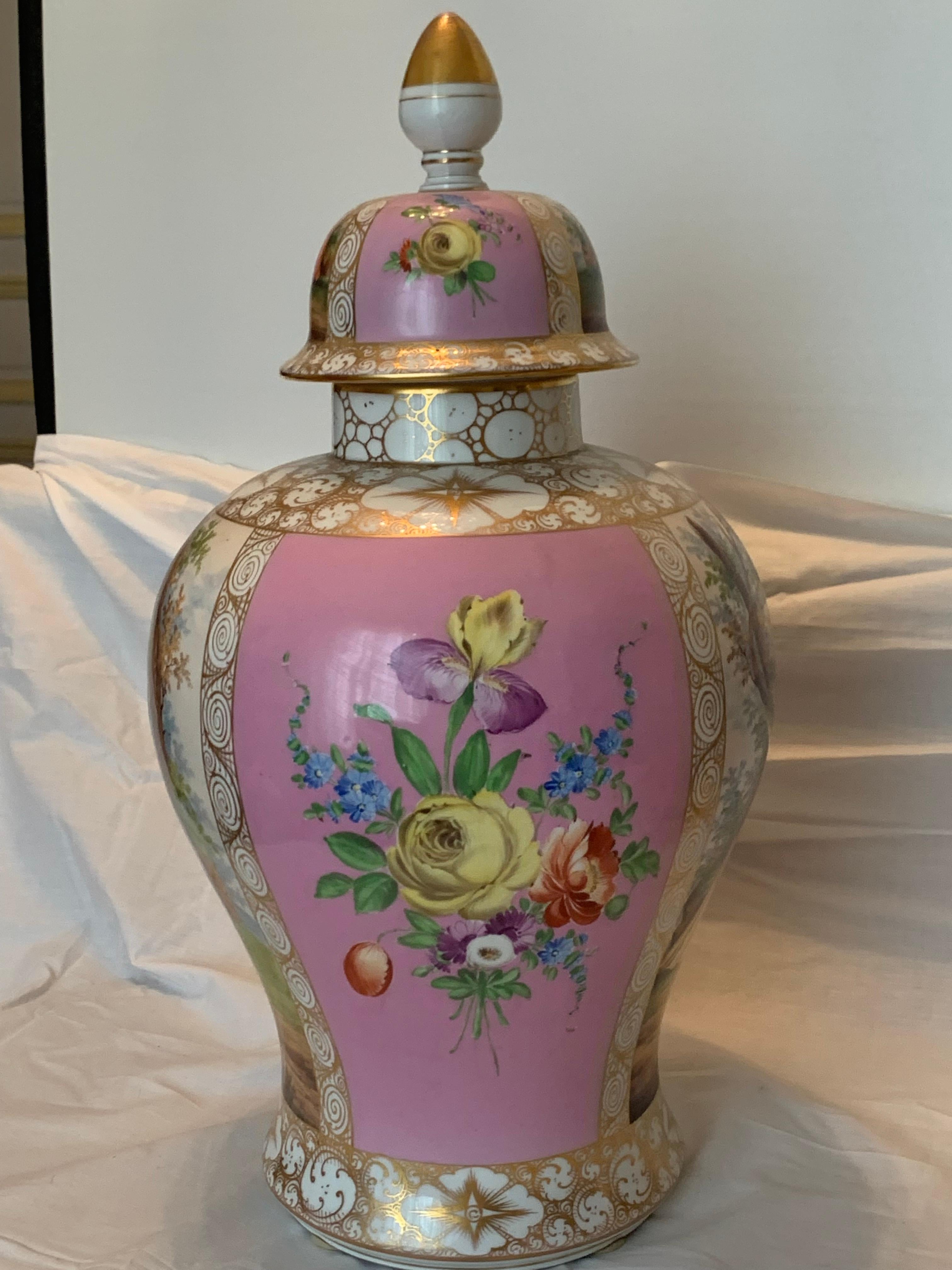 Magnificent pair of pink vases BERLIN porcelain  For Sale 6