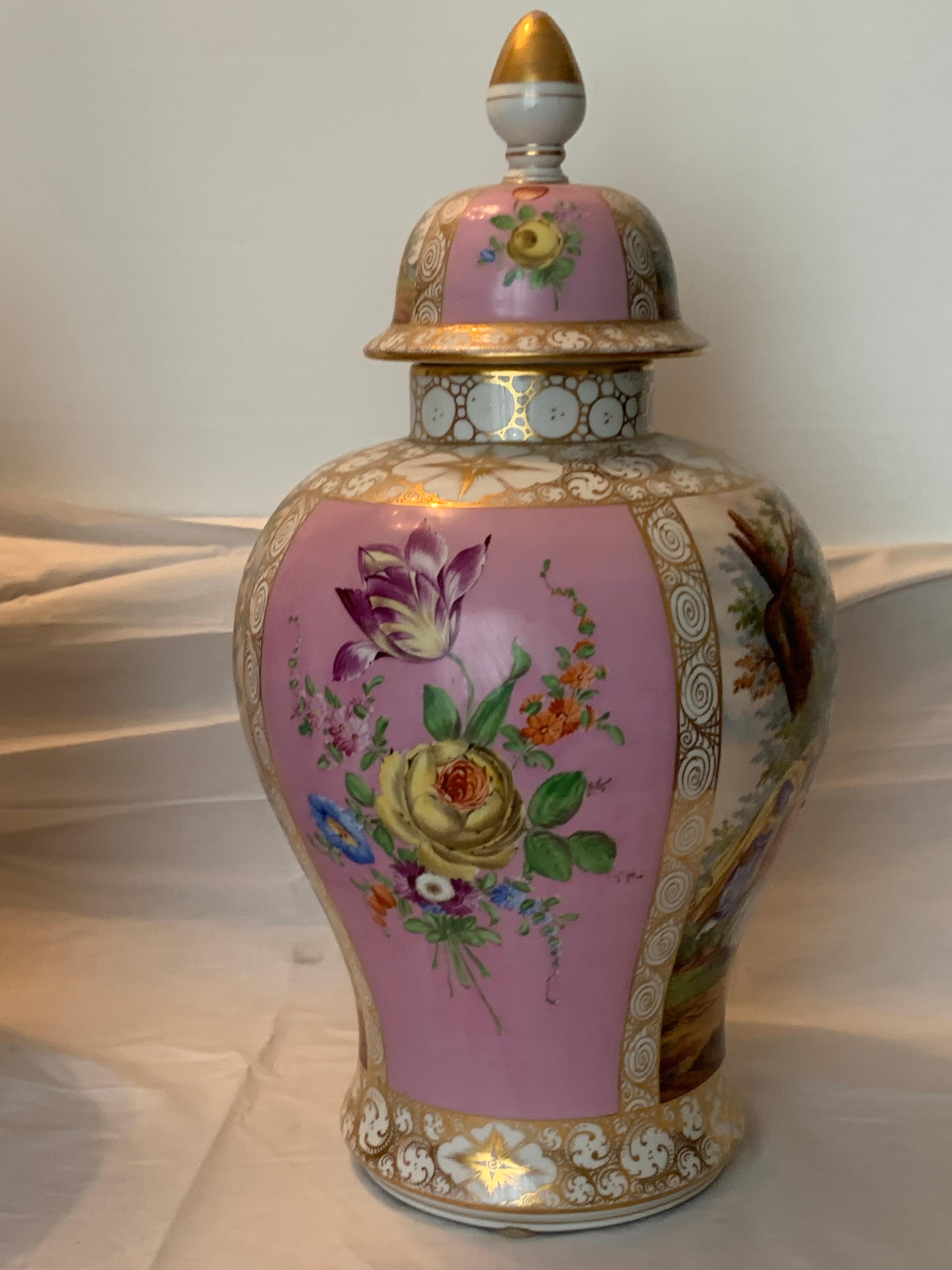 Magnificent pair of pink vases BERLIN porcelain  For Sale 7