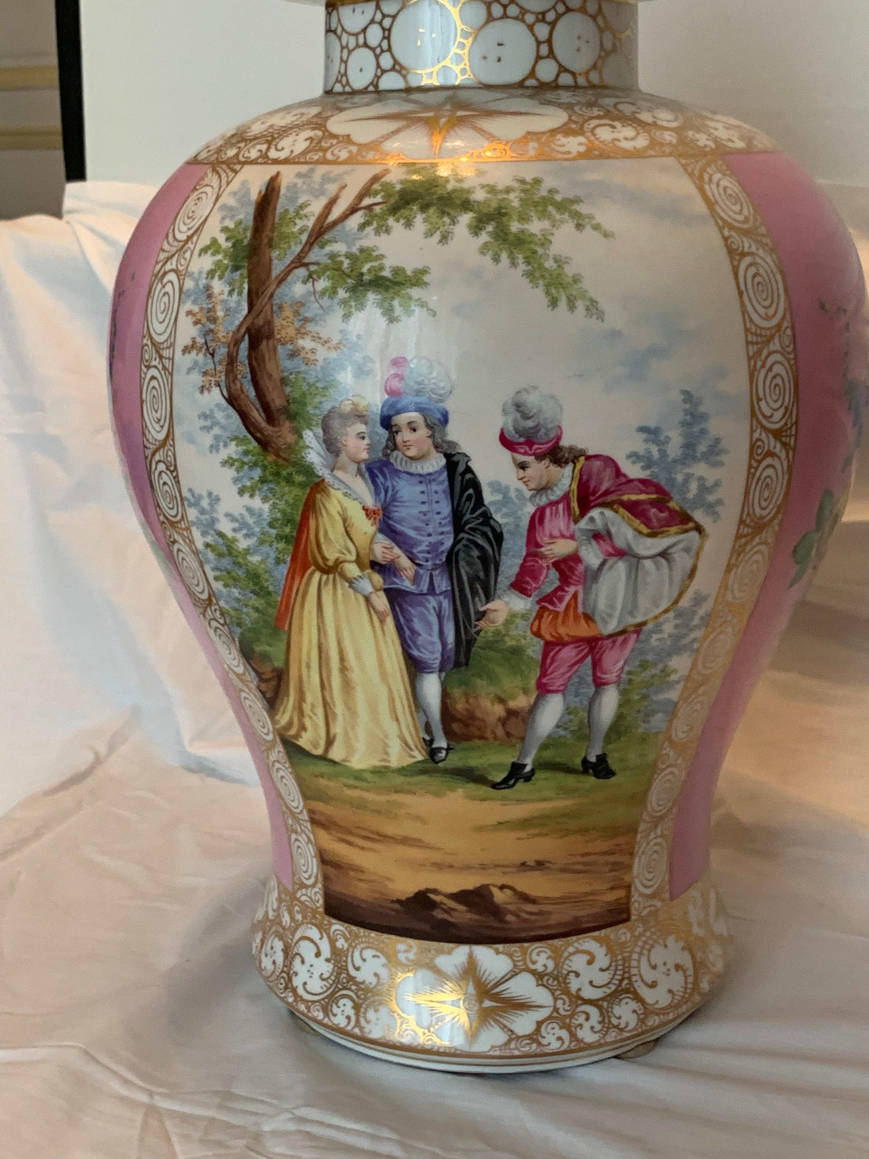 Late 19th Century Magnificent pair of pink vases BERLIN porcelain  For Sale