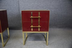 Magnificent Pair of Red Cartier Murano Glass Bedside Tables Made in Italy Availa