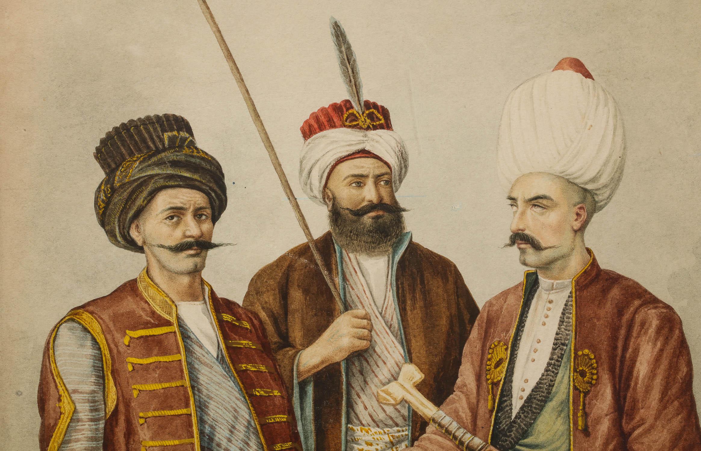 Magnificent Pair of Turkish Ottoman Watercolors of Sultans by Hossein 5
