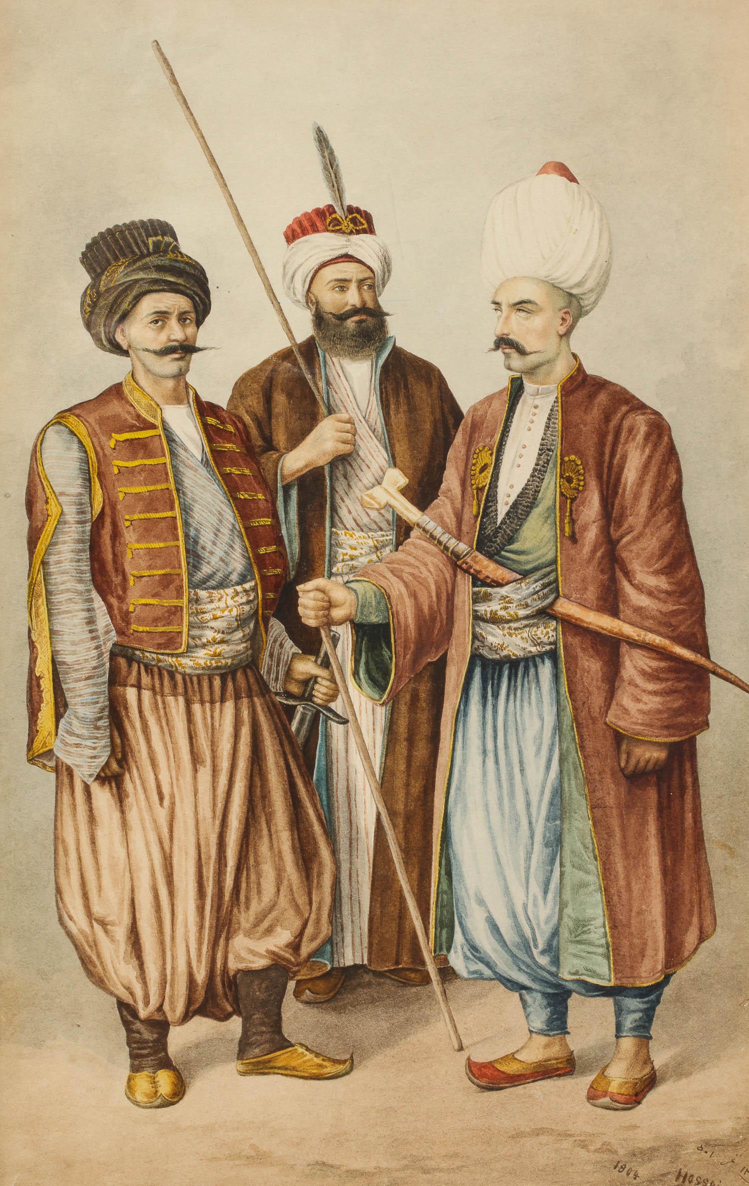 19th Century Magnificent Pair of Turkish Ottoman Watercolors of Sultans by Hossein