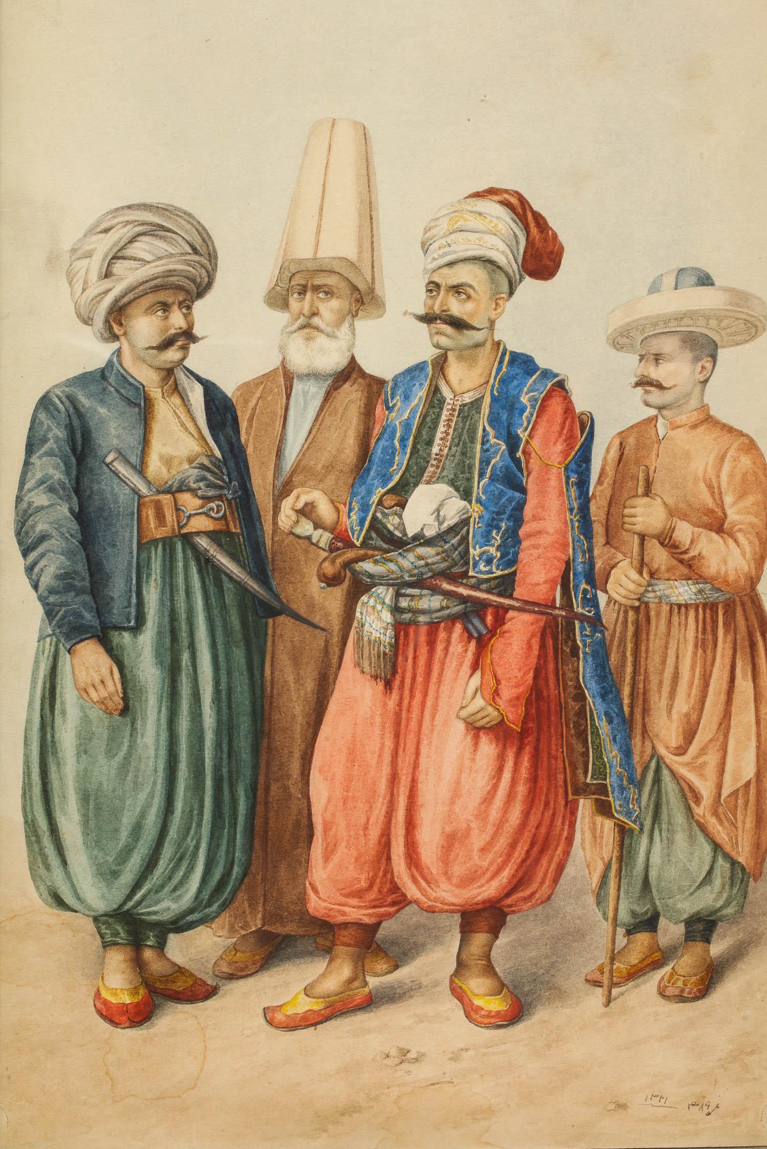 Magnificent Pair of Turkish Ottoman Watercolors of Sultans by Hossein 2