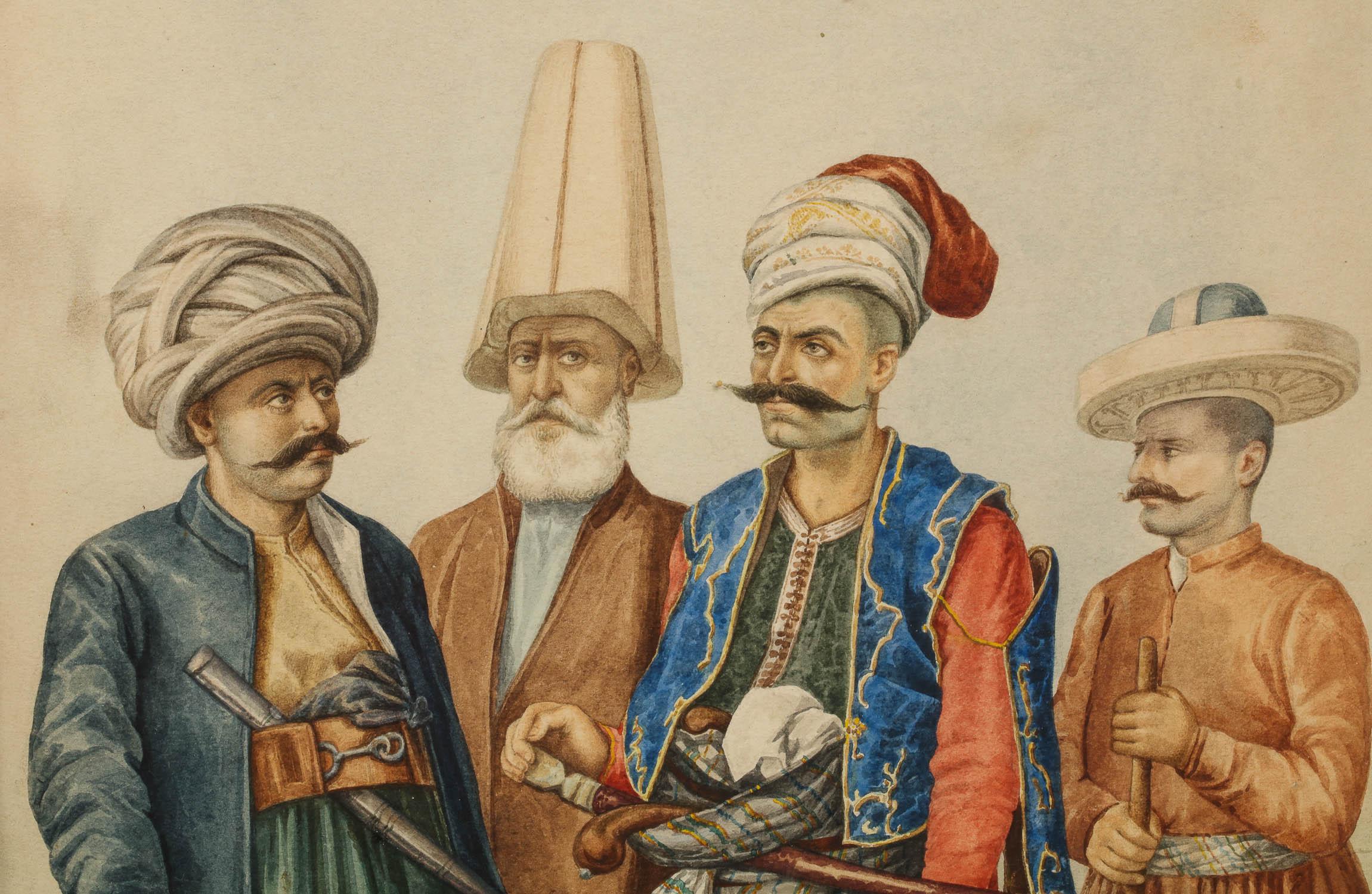 Magnificent Pair of Turkish Ottoman Watercolors of Sultans by Hossein 3