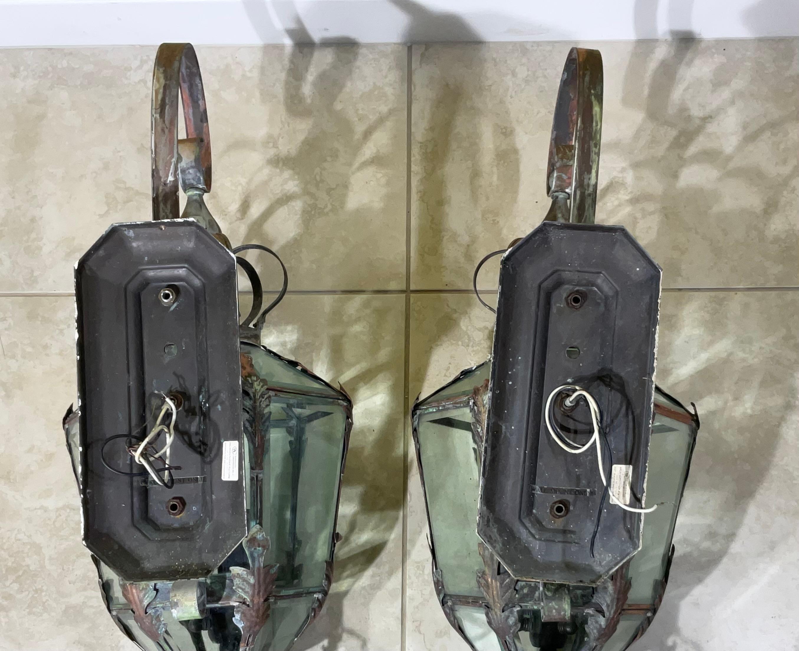Magnificent Pair of Vintage Brass Lanterns - A Grand Entrance Statement For Sale 7