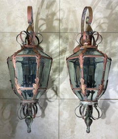 Magnificent Pair of Vintage Brass Lanterns - A Grand Entrance Statement