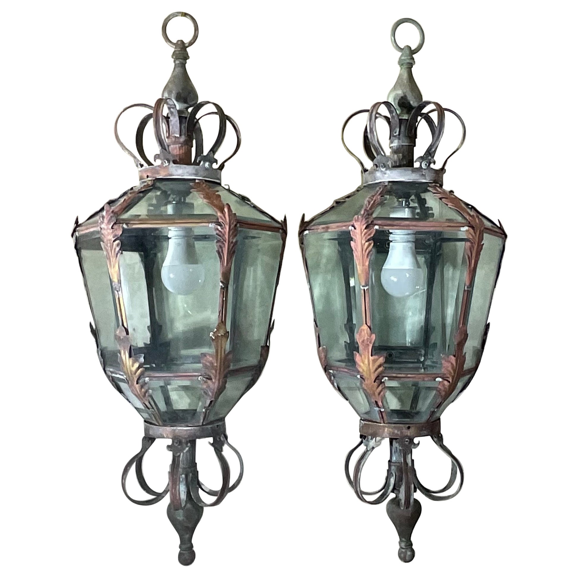 Magnificent Pair of Vintage Brass Lanterns - Add a Touch of Timeless
