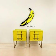 Magnificent Pair of Yellow Bedside Tables in the Style of Andy Warhol Available