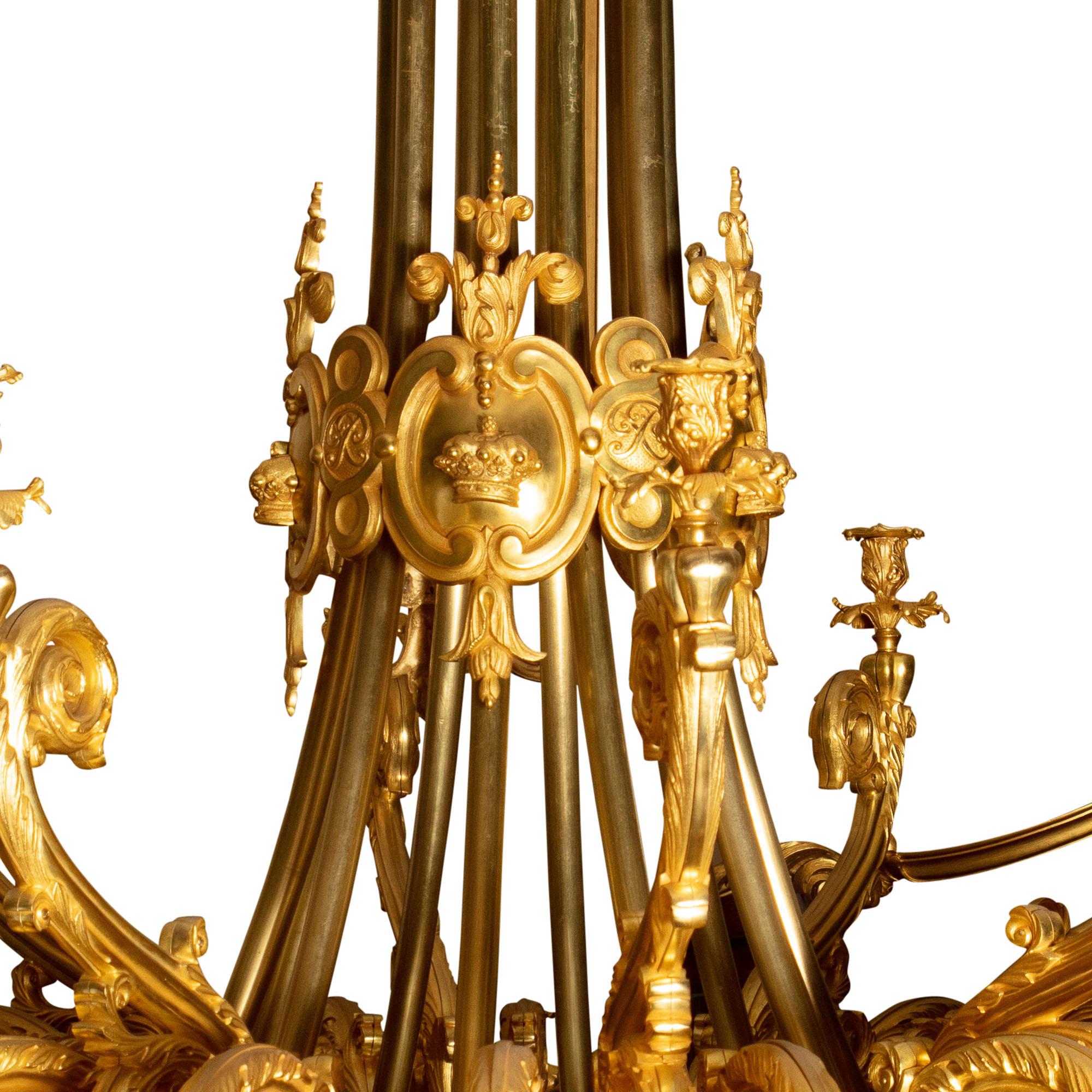 French Magnificent Palatial Napoleon III Gilt Bronze and Glass Chandelier For Sale