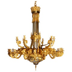 Magnificent Palatial Napoleon III Gilt Bronze and Glass Chandelier