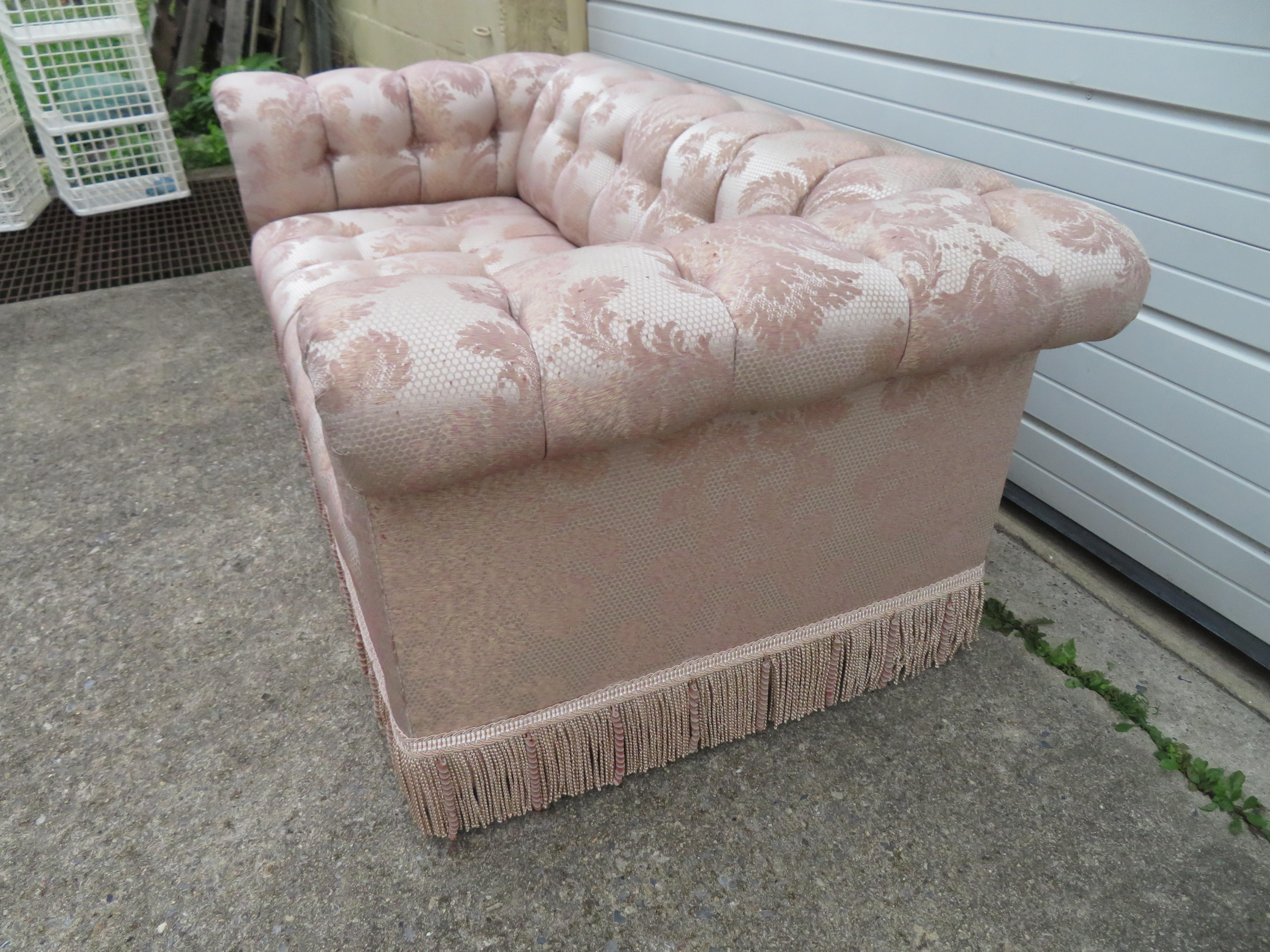 Mid-Century Modern Magnificent Directional Biscuit Tufted Party Loveseat Sofa Modern For Sale