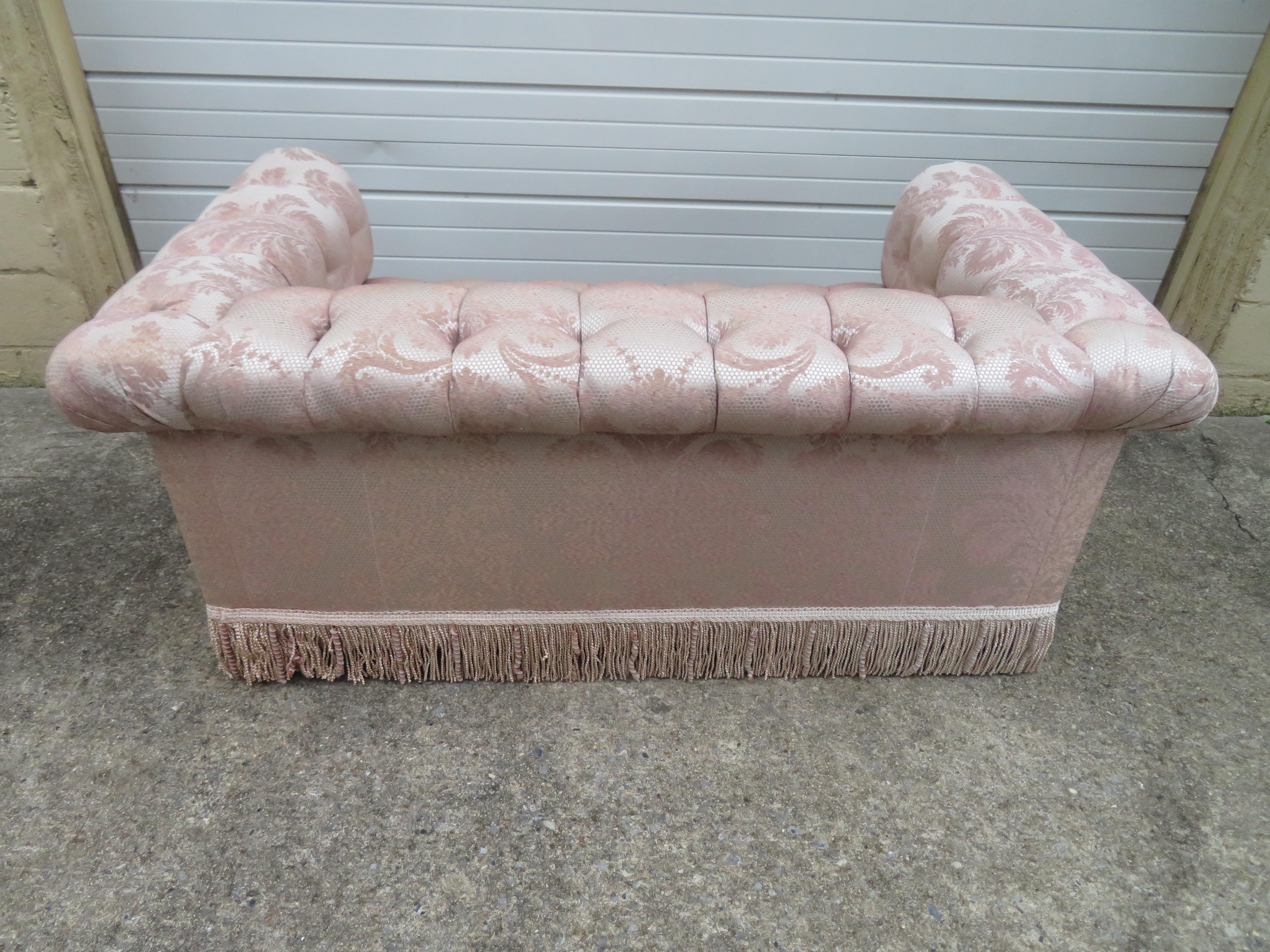 Late 20th Century Magnificent Directional Biscuit Tufted Party Loveseat Sofa Modern For Sale