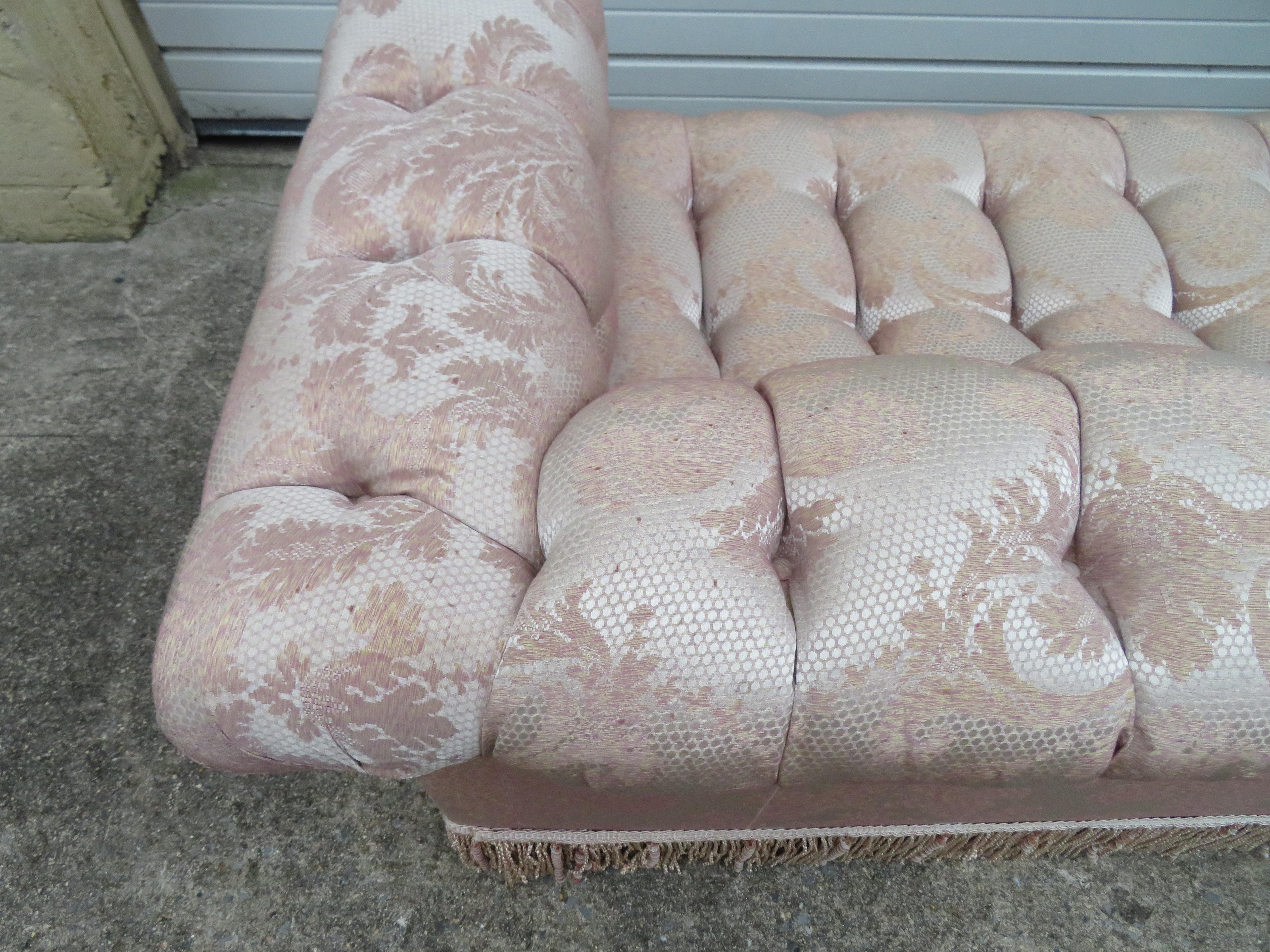 Late 20th Century Magnificent Directional Biscuit Tufted Party Loveseat Sofa Modern For Sale