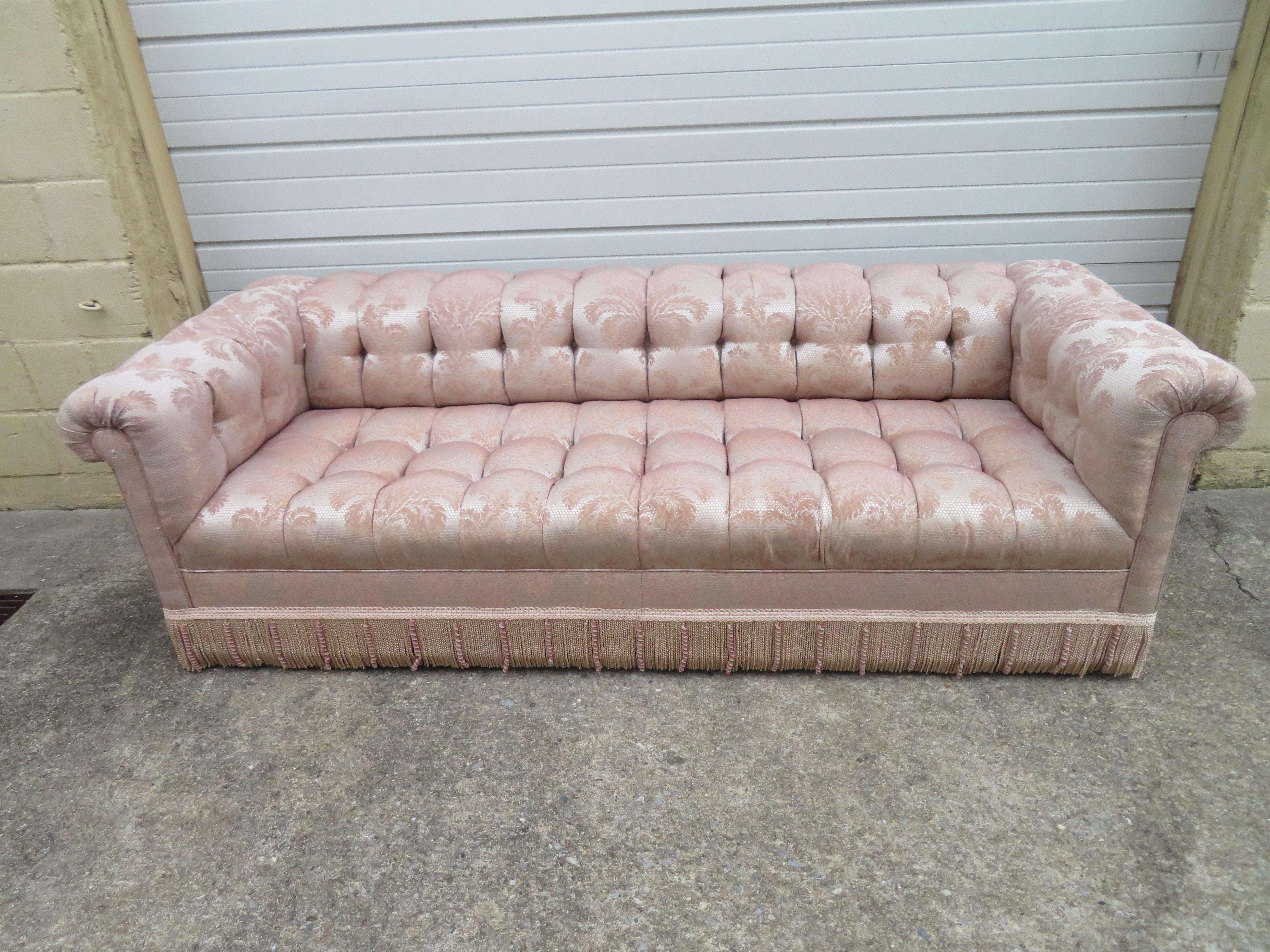 Magnificent Directional Biscuit Tufted Party Sofa Midcentury For Sale 5