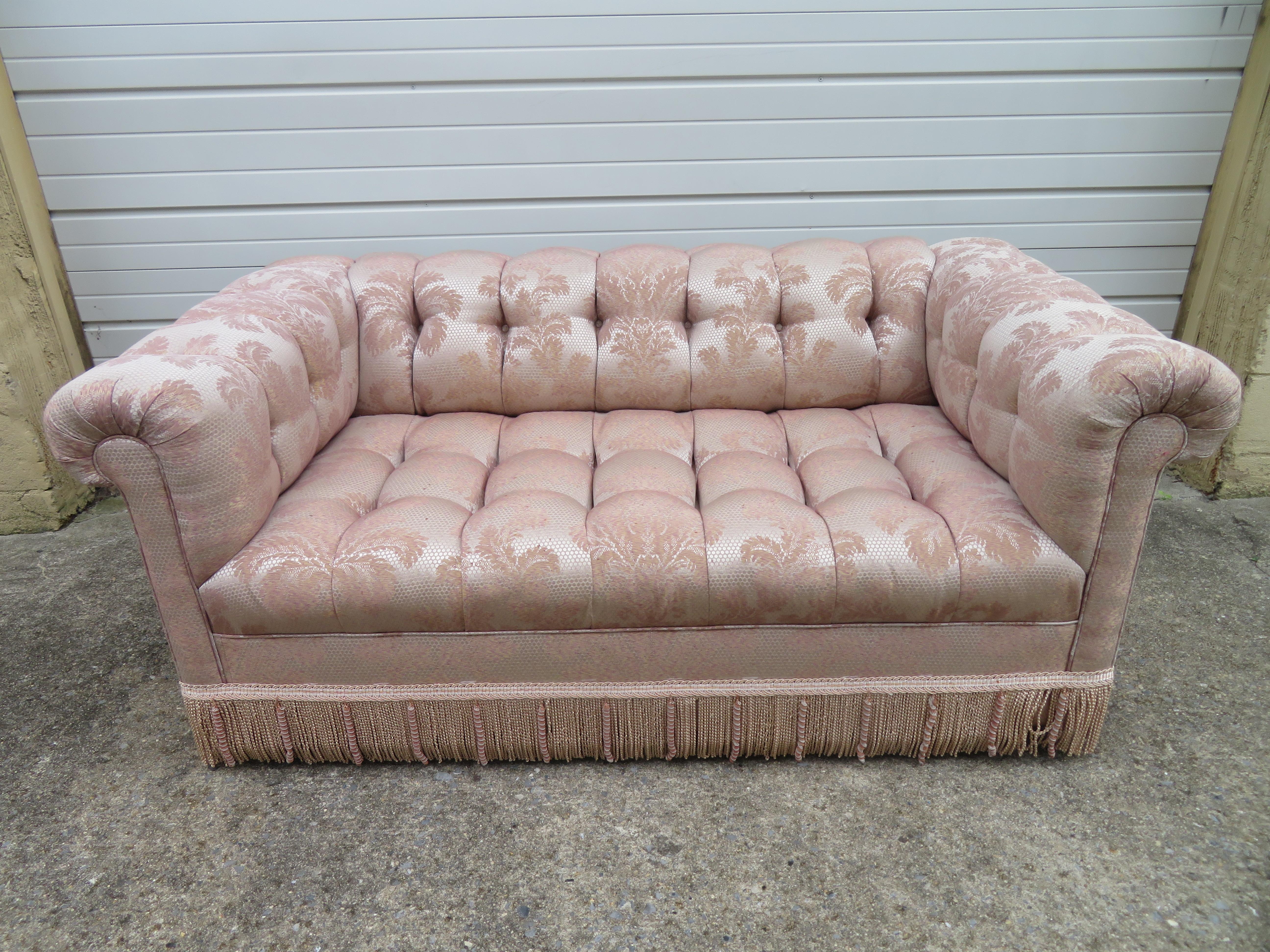 Magnificent Directional Biscuit Tufted Party Sofa Midcentury For Sale 6