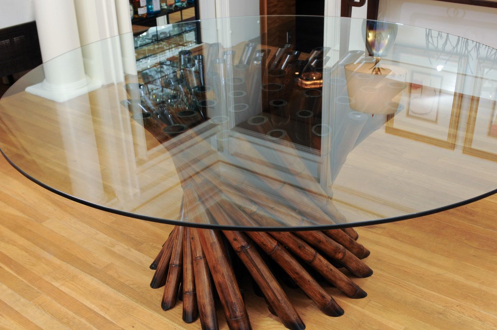 Magnifique table de salle à manger en forme de grappe à piédestal en bambou par Budji Layug en vente 3