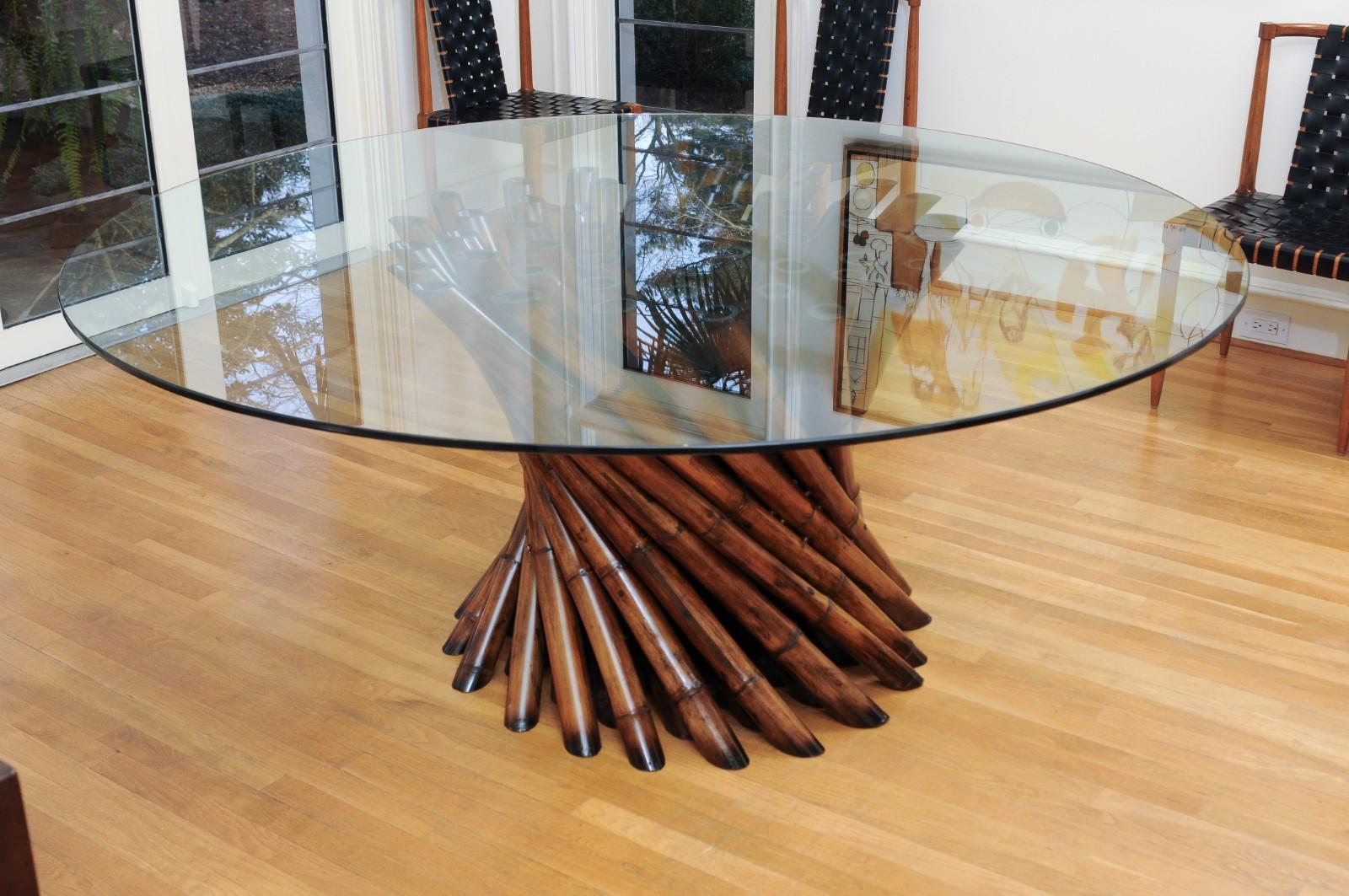 Magnifique table de salle à manger en forme de grappe à piédestal en bambou par Budji Layug en vente 1