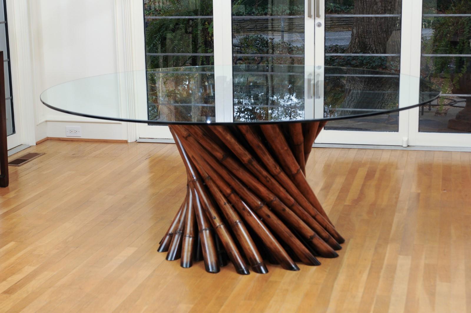 Magnifique table de salle à manger en forme de grappe à piédestal en bambou par Budji Layug en vente 2