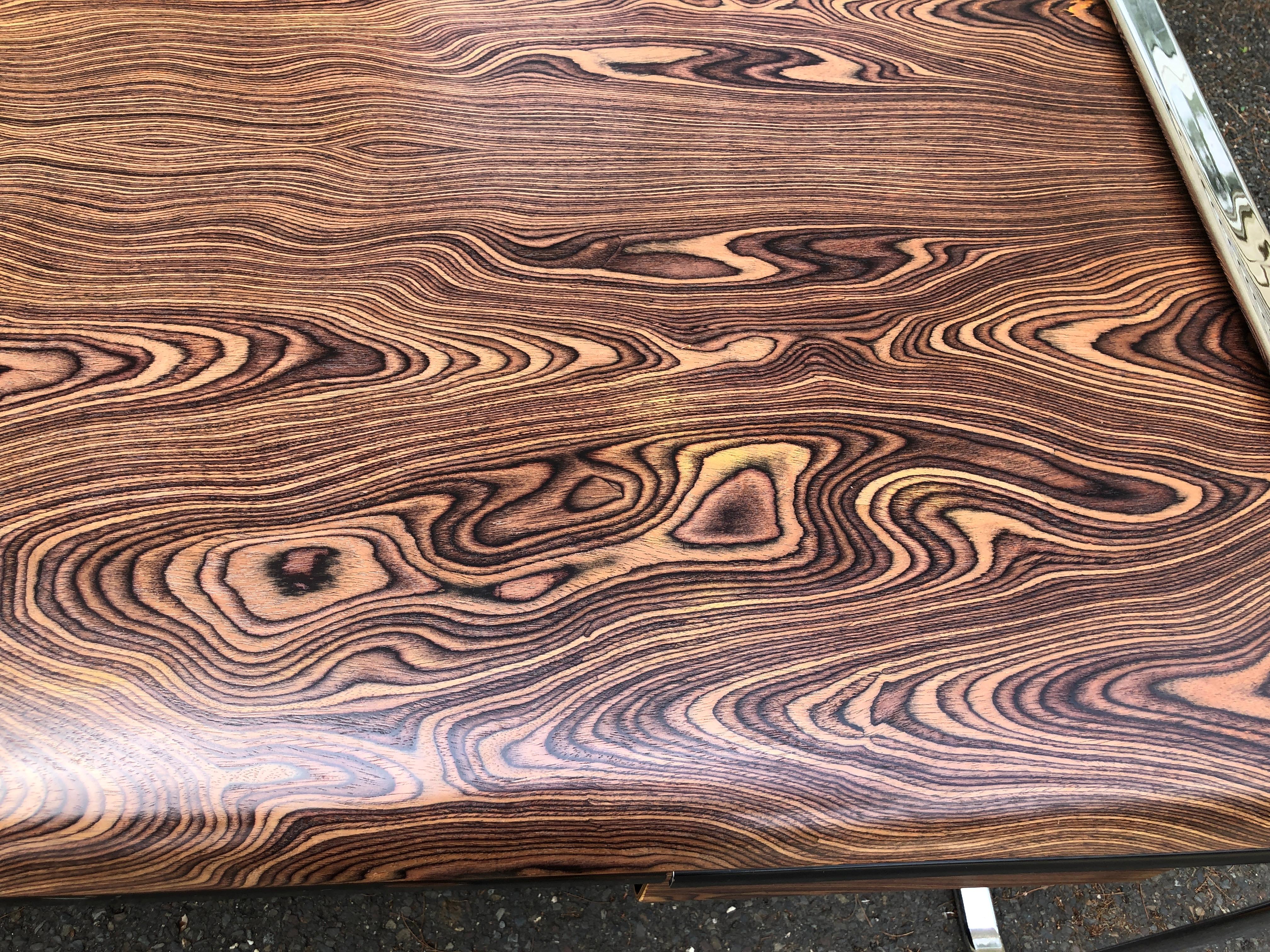 Magnificent Peter Protzman Zebra Wood Chrome Desk Mid Century Modern  For Sale 7