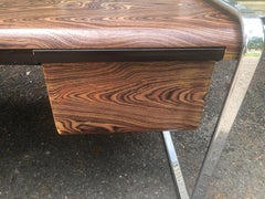Magnificent Peter Protzman Zebra Wood Chrome Desk Mid Century Modern