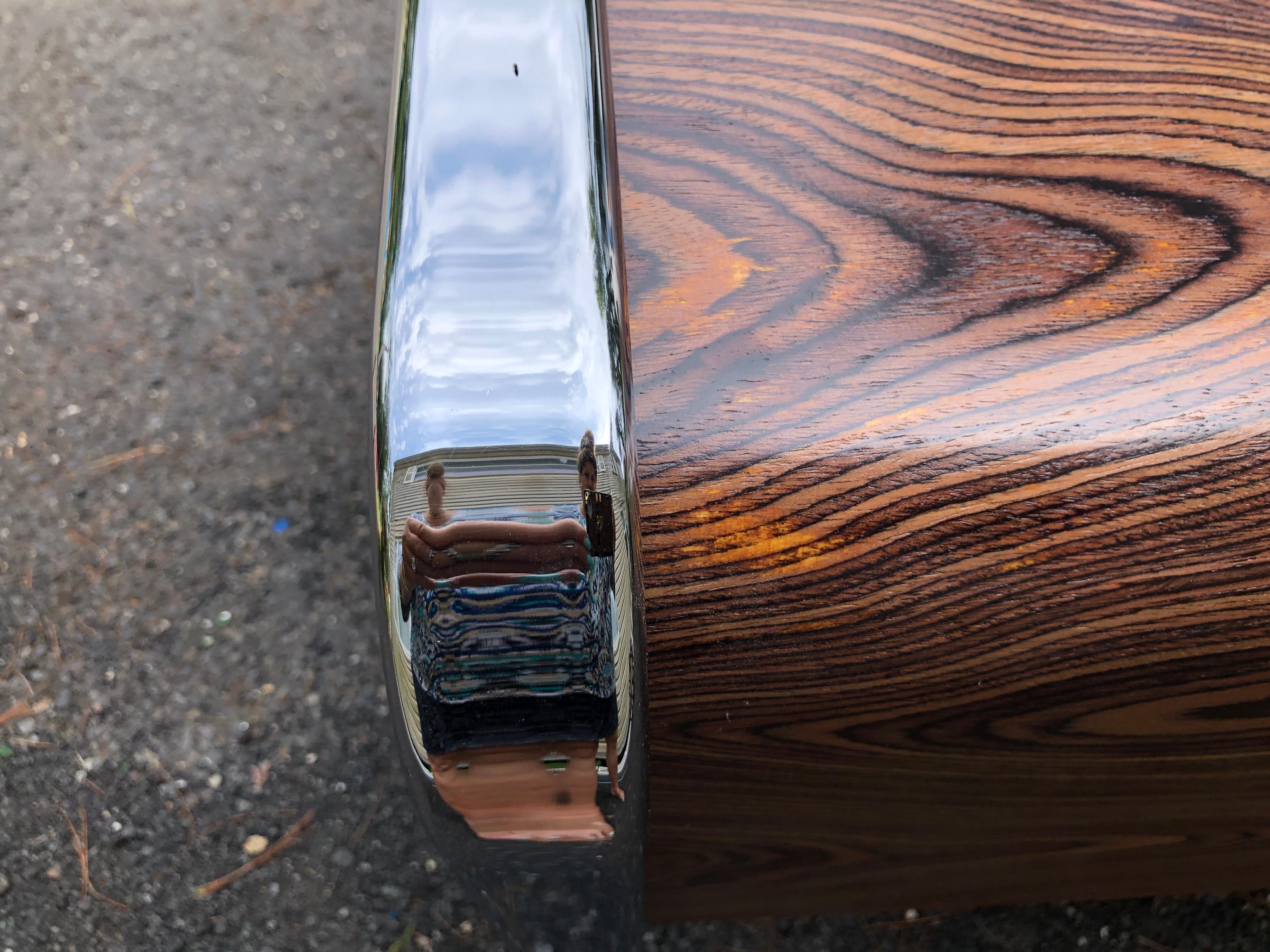 American Magnificent Peter Protzman Zebra Wood Chrome Desk Mid Century Modern  For Sale