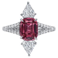 Magnificent Pinkish Red Spinel and Diamond Platinum Ring – Luxury Custom Jewelry