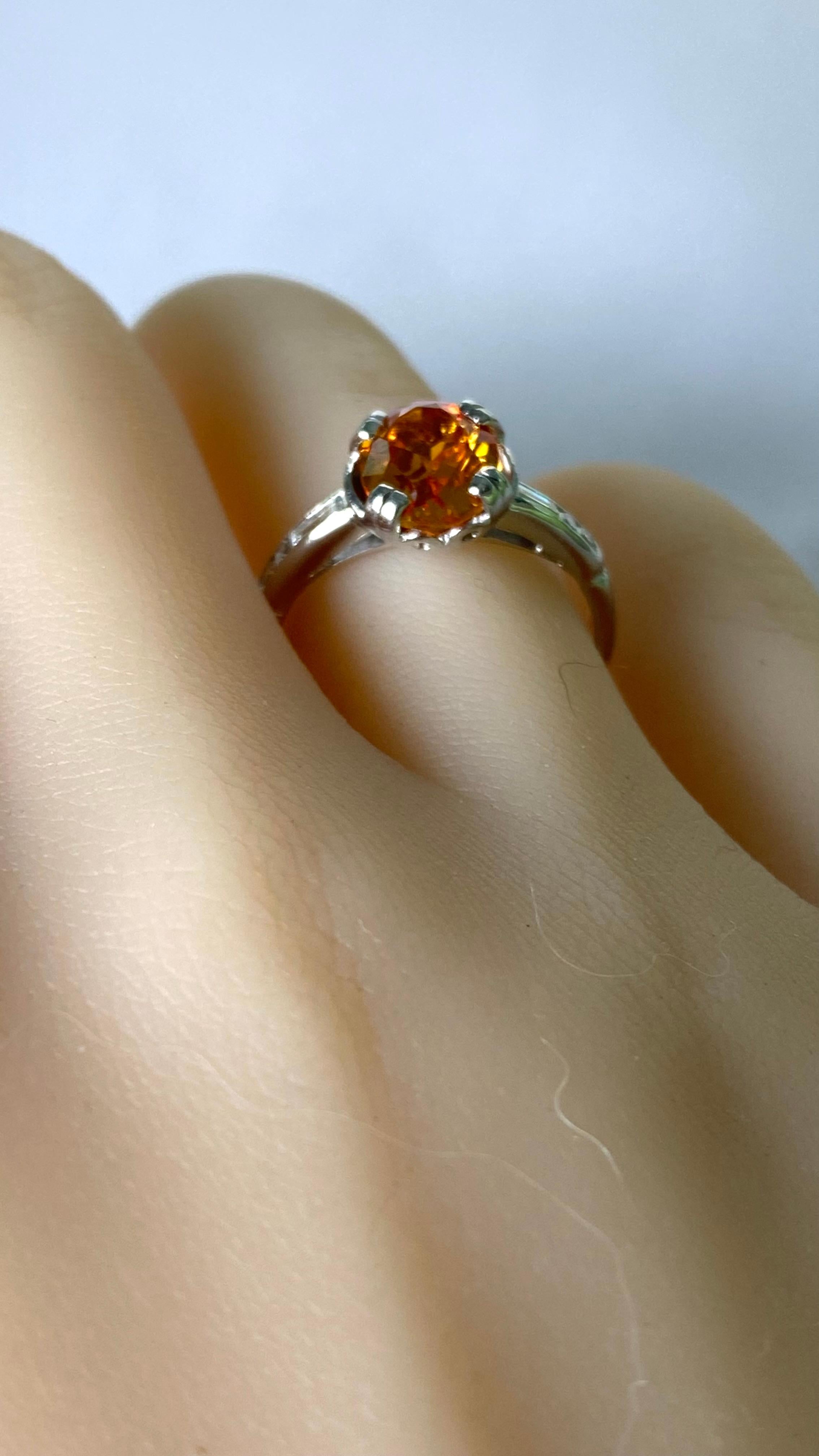 Cushion Cut Magnificent Platinum 1.5 Carat Cushion Rare Orange sapphire Vintage Diamond Ring For Sale