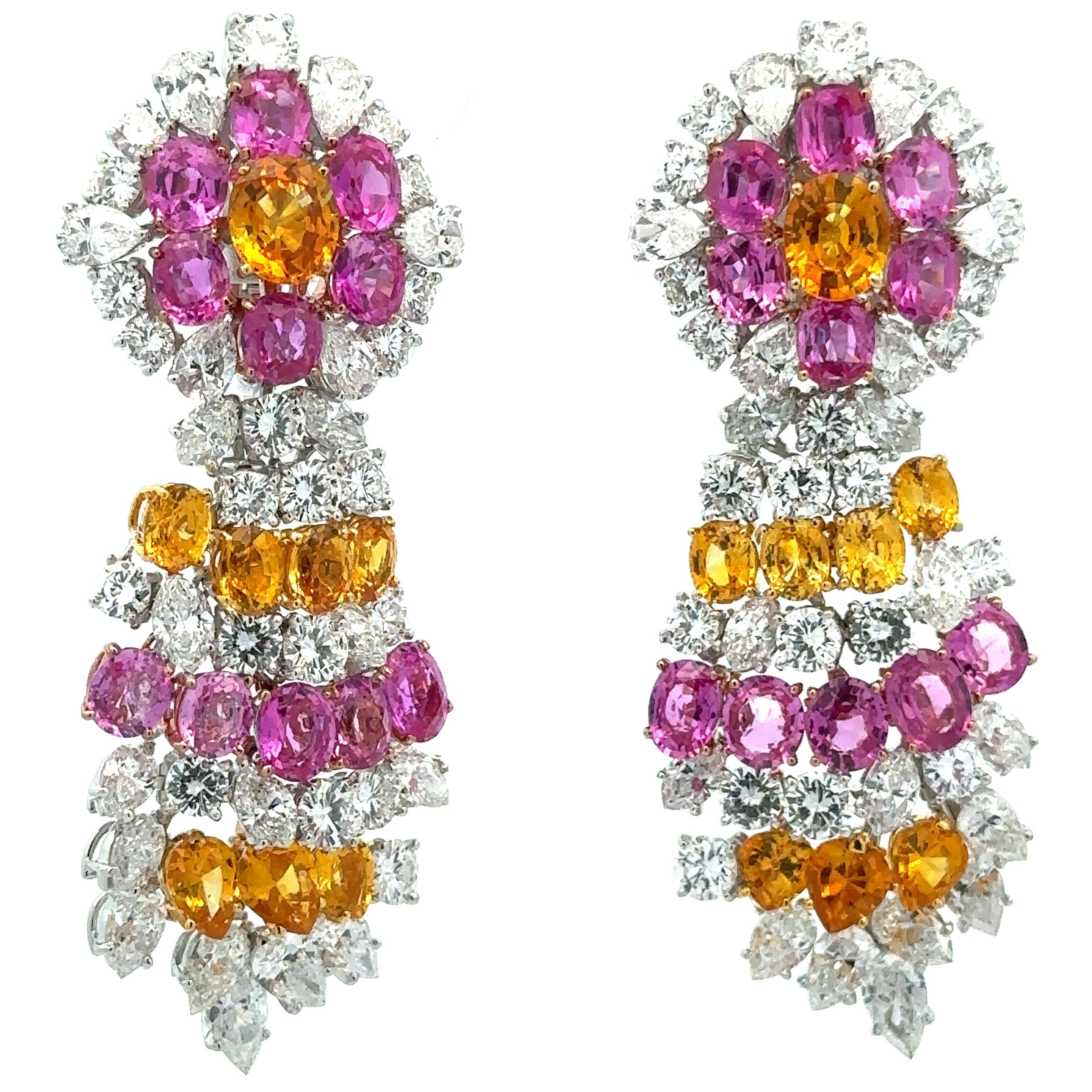 Magnifici orecchini a pendente in oro platino con zaffiro e diamante GIA da 41 ct. in vendita 5