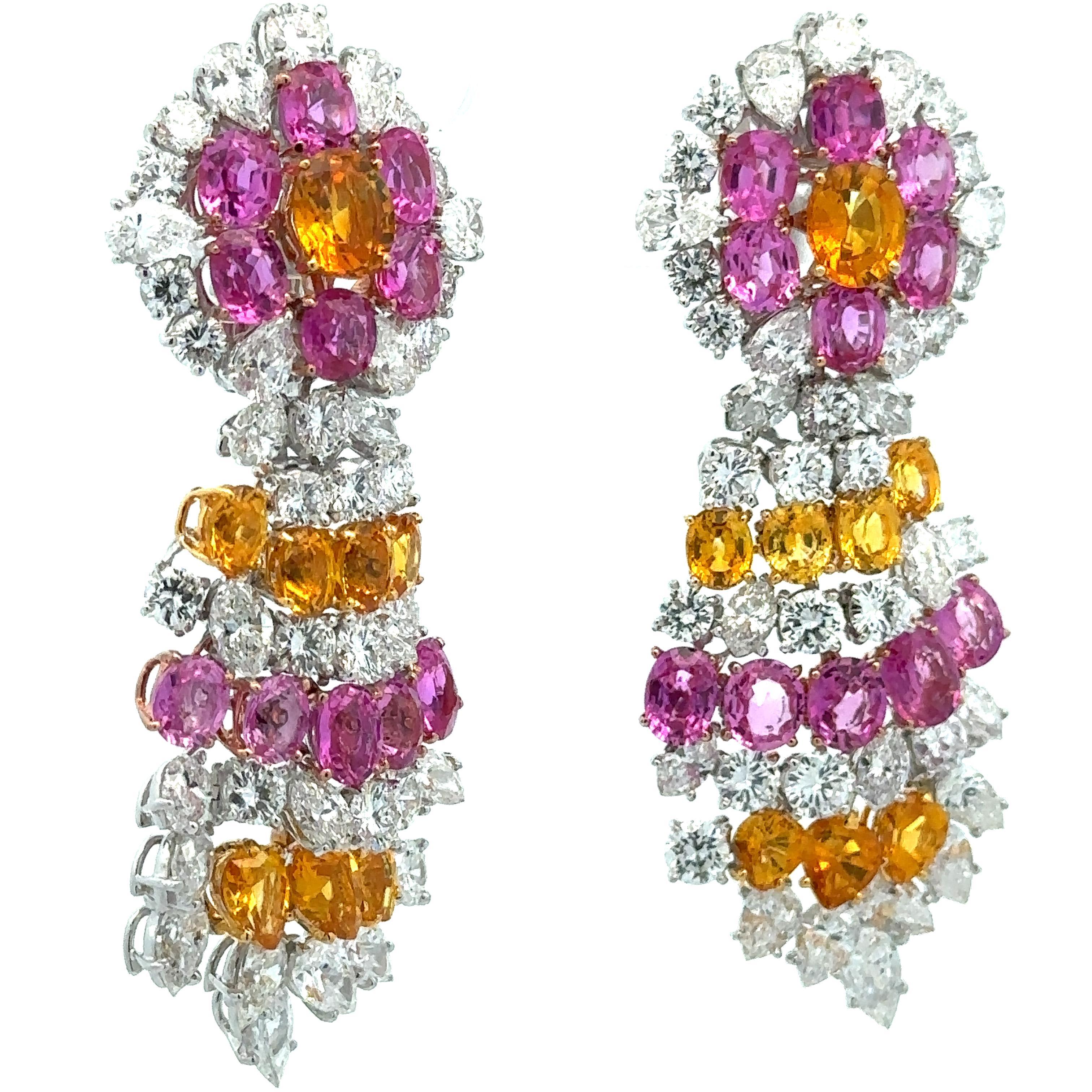 Magnifici orecchini a pendente in oro platino con zaffiro e diamante GIA da 41 ct. in vendita 4