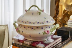 Magnificent porcelain HEREND "Blue Garland" big oval tureen with branch handle