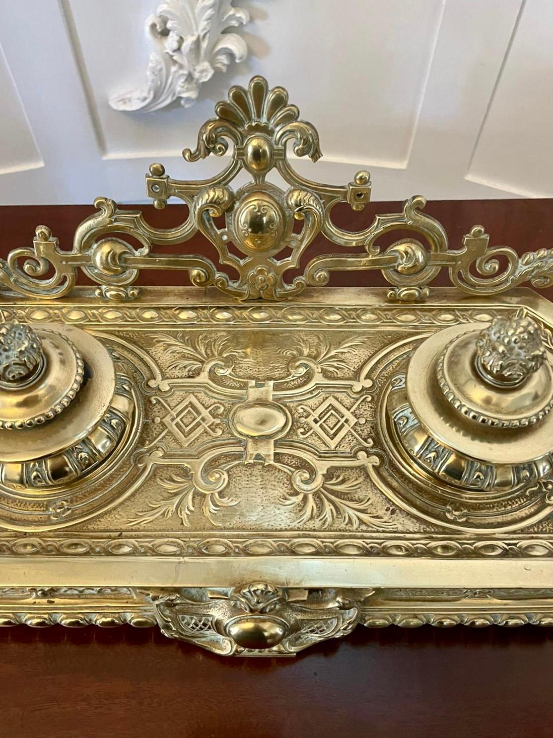 Magnificent Quality Antique 19th Century French Cast-Brass Desk Set For Sale 3