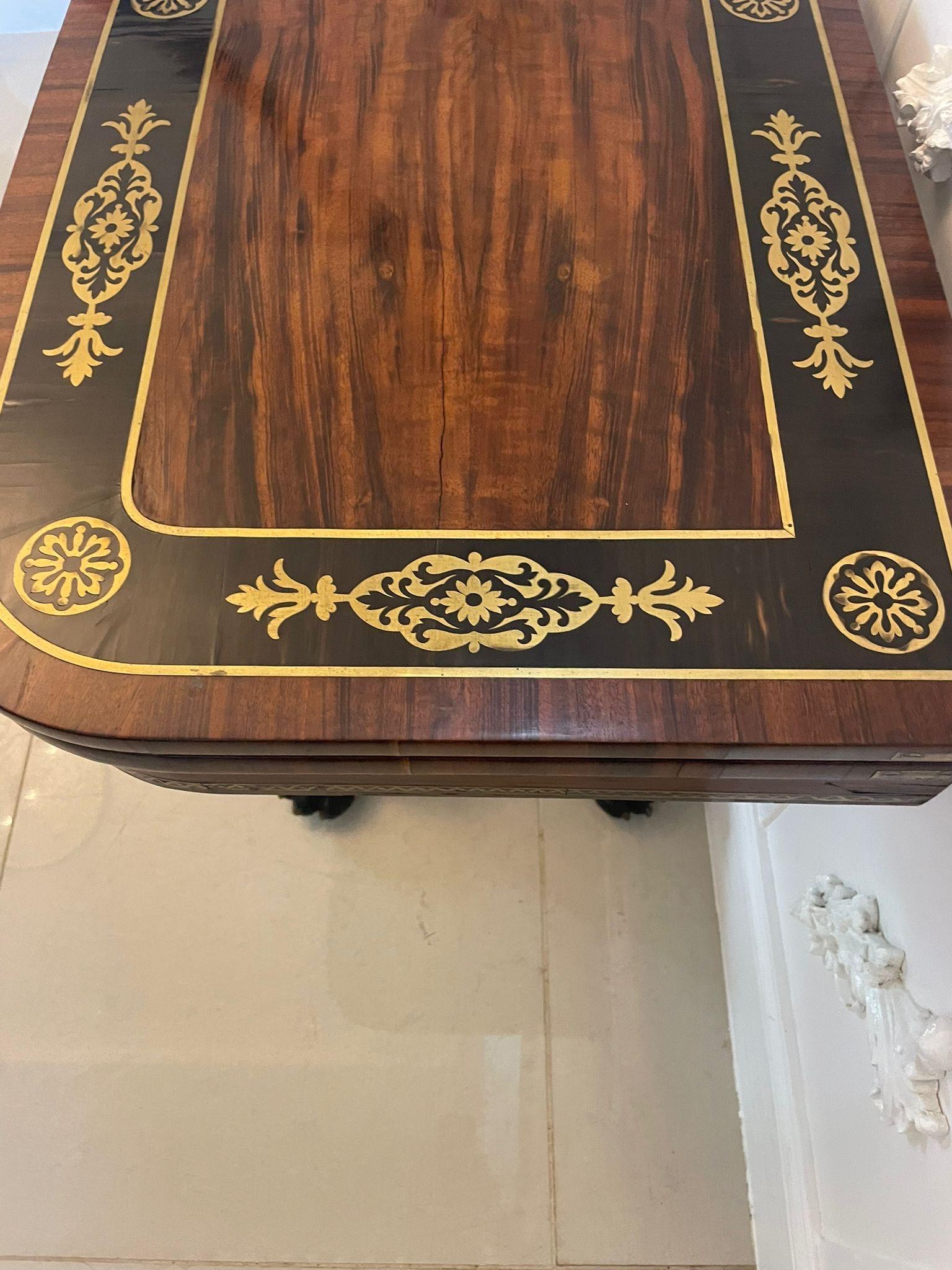 Magnificent Quality Antique George III Rosewood Brass Inlaid Card/Console Table For Sale 6