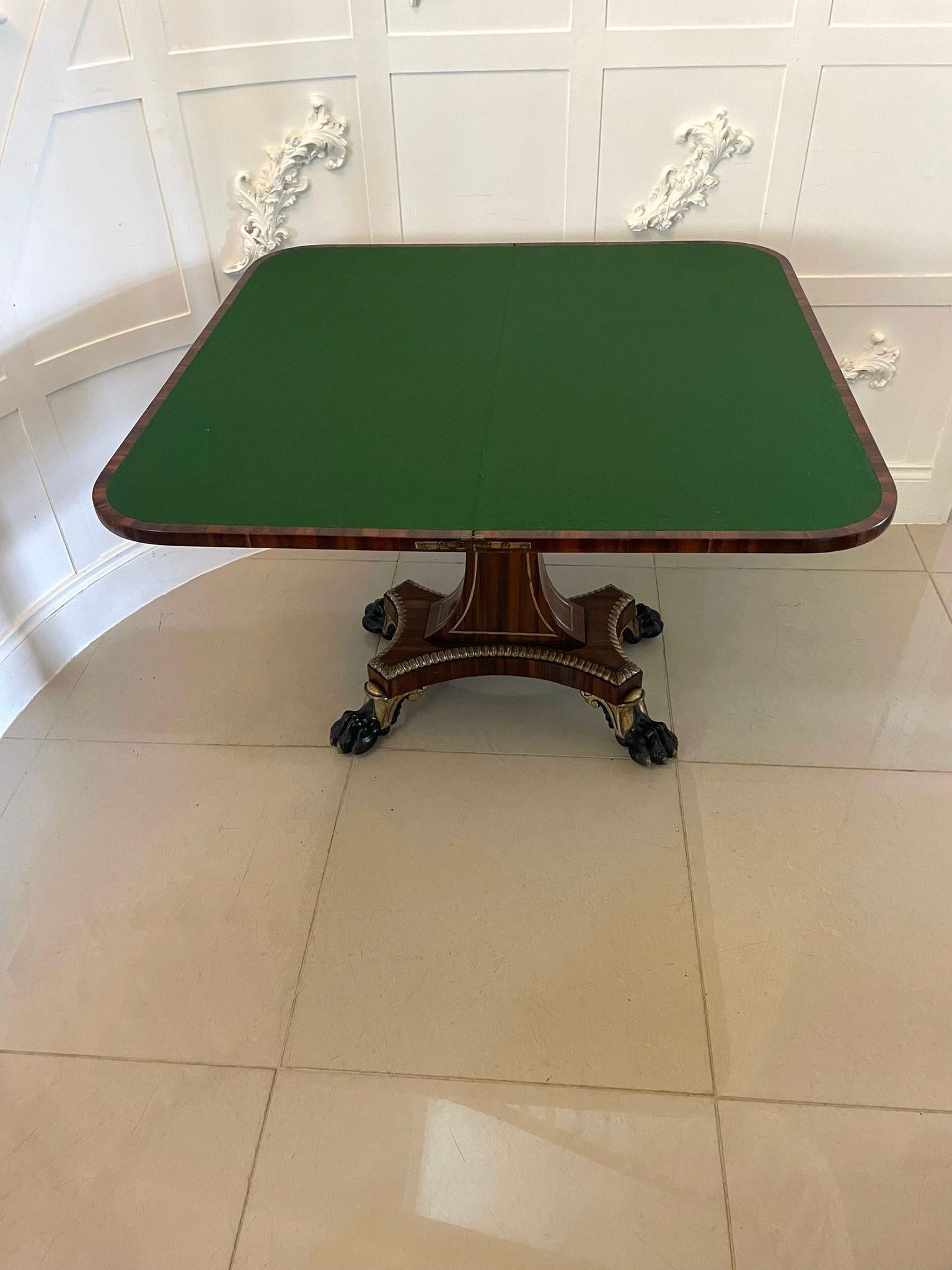 Inlay Magnificent Quality Antique George III Rosewood Brass Inlaid Card/Console Table For Sale