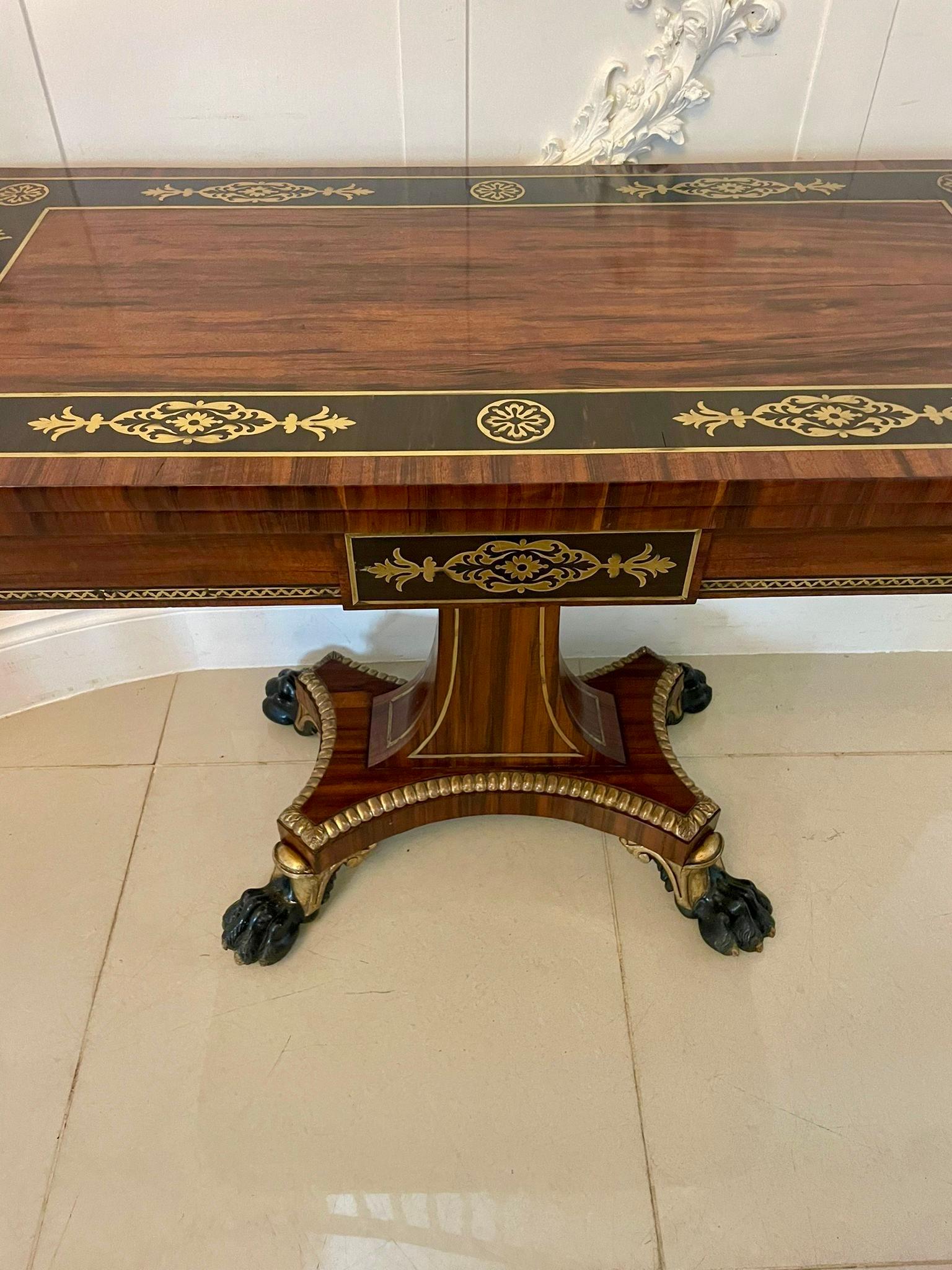 Magnificent Quality Antique George III Rosewood Brass Inlaid Card/Console Table In Good Condition For Sale In Suffolk, GB