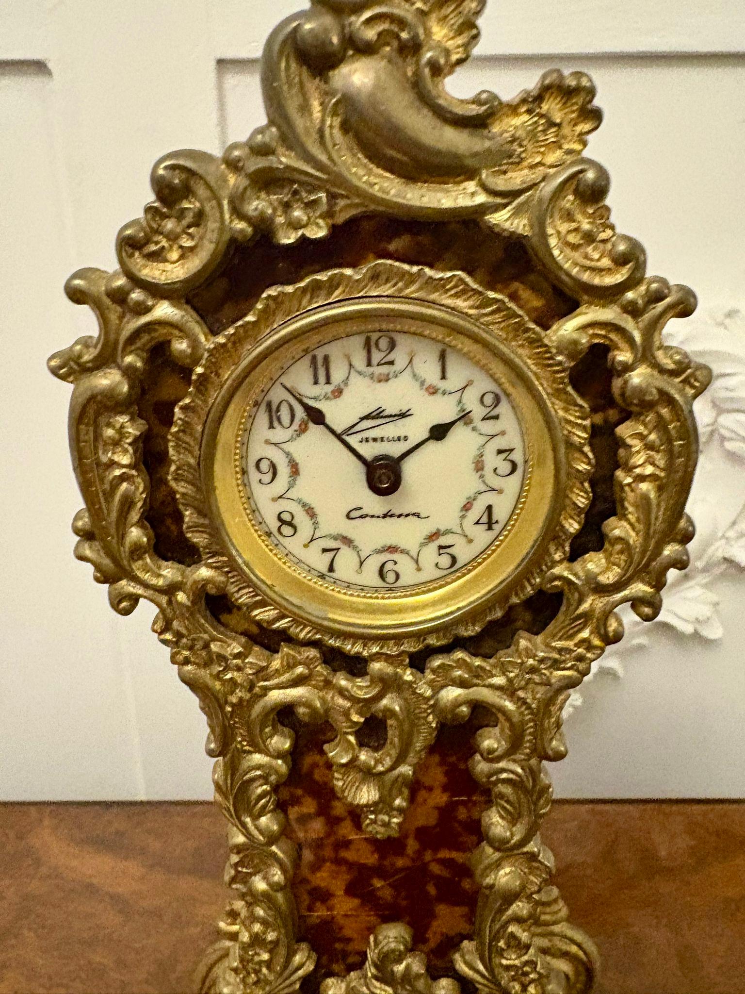 Magnificent Quality Antique Ornate Gilded Brass Miniature Longcase Clock In Good Condition For Sale In Suffolk, GB