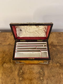 Magnificent quality antique Victorian burr walnut brass mounted stationary box
