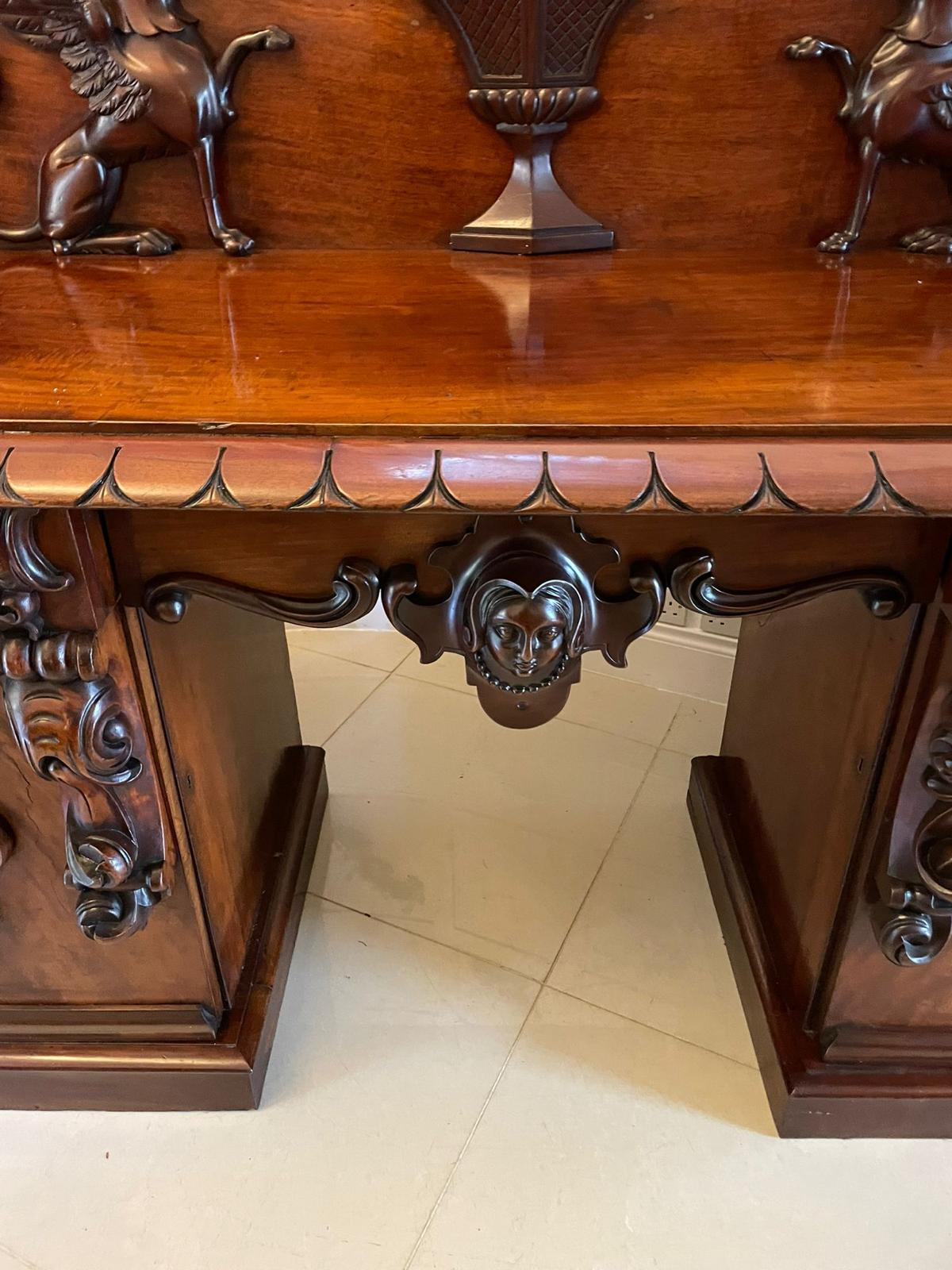 English Magnificent Quality Antique William iv Carved Mahogany Sideboard For Sale