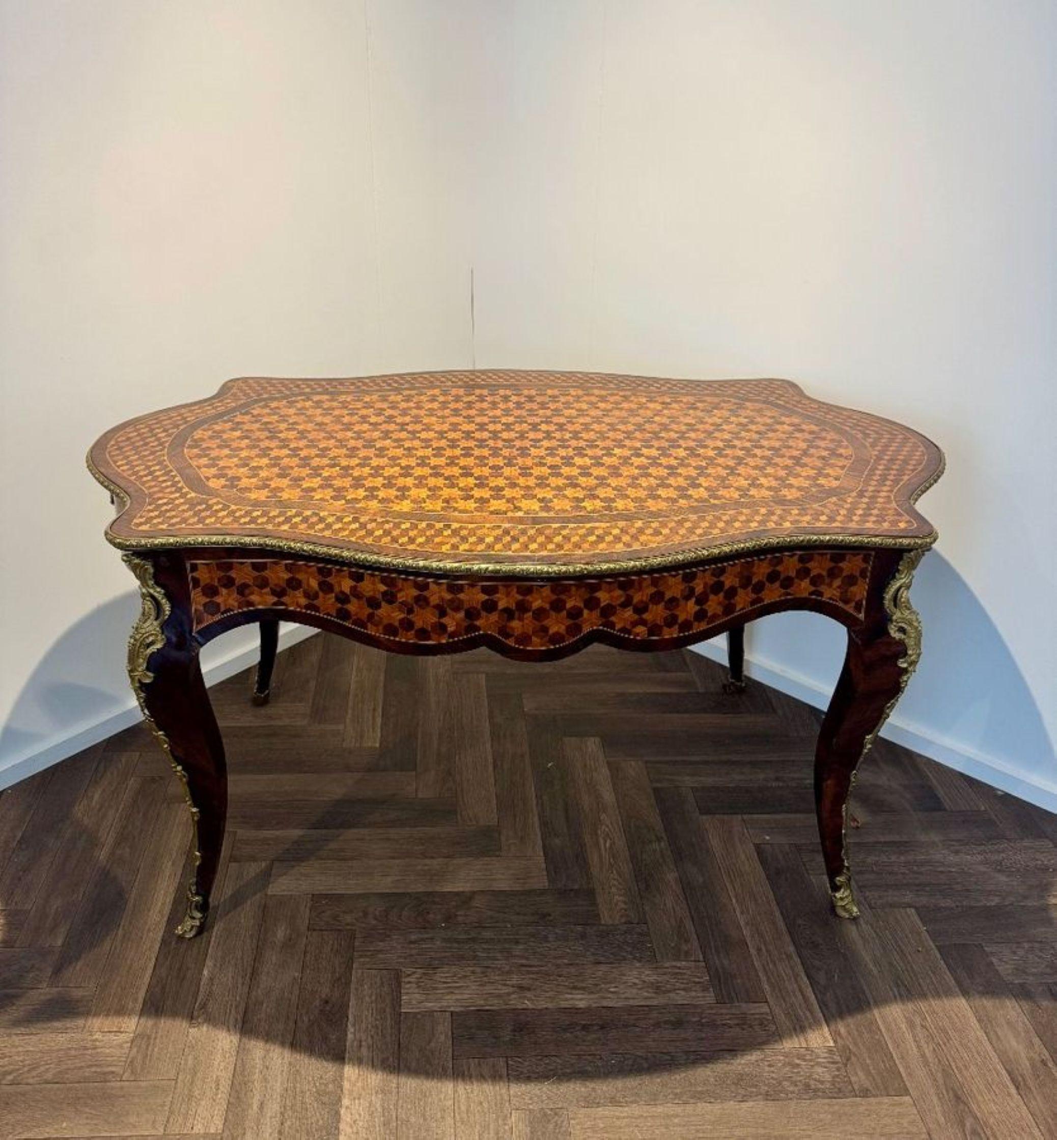 Intarsio Magnifico tavolo da centro in palissandro antico e parquet intarsiato di qualità francese in vendita