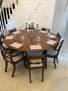 Magnificent Quality Large Antique Oak and Ebony Inlaid Round Dining Table